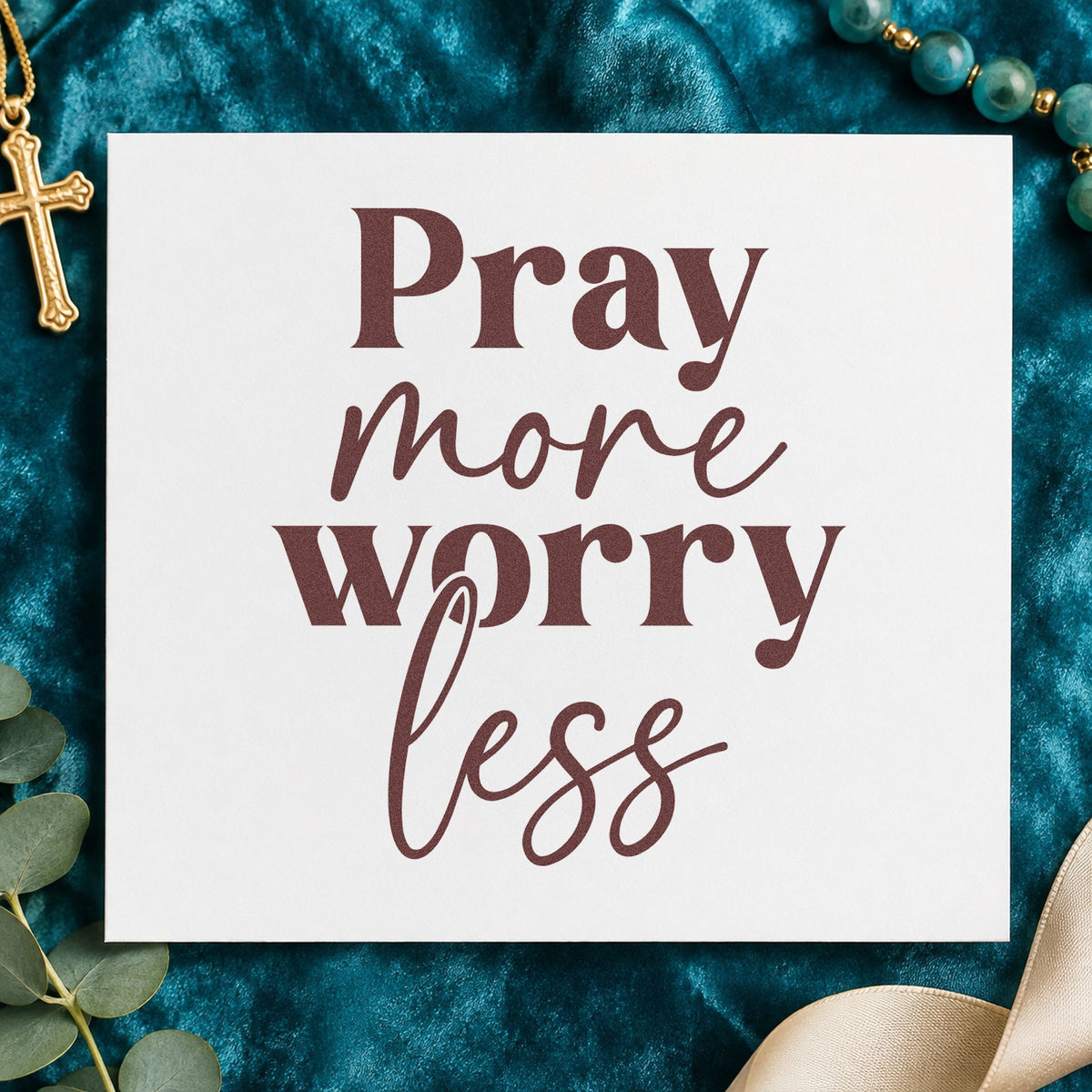 Pray More, Worry Less Stamp – Slim Pre-Inked in use 4