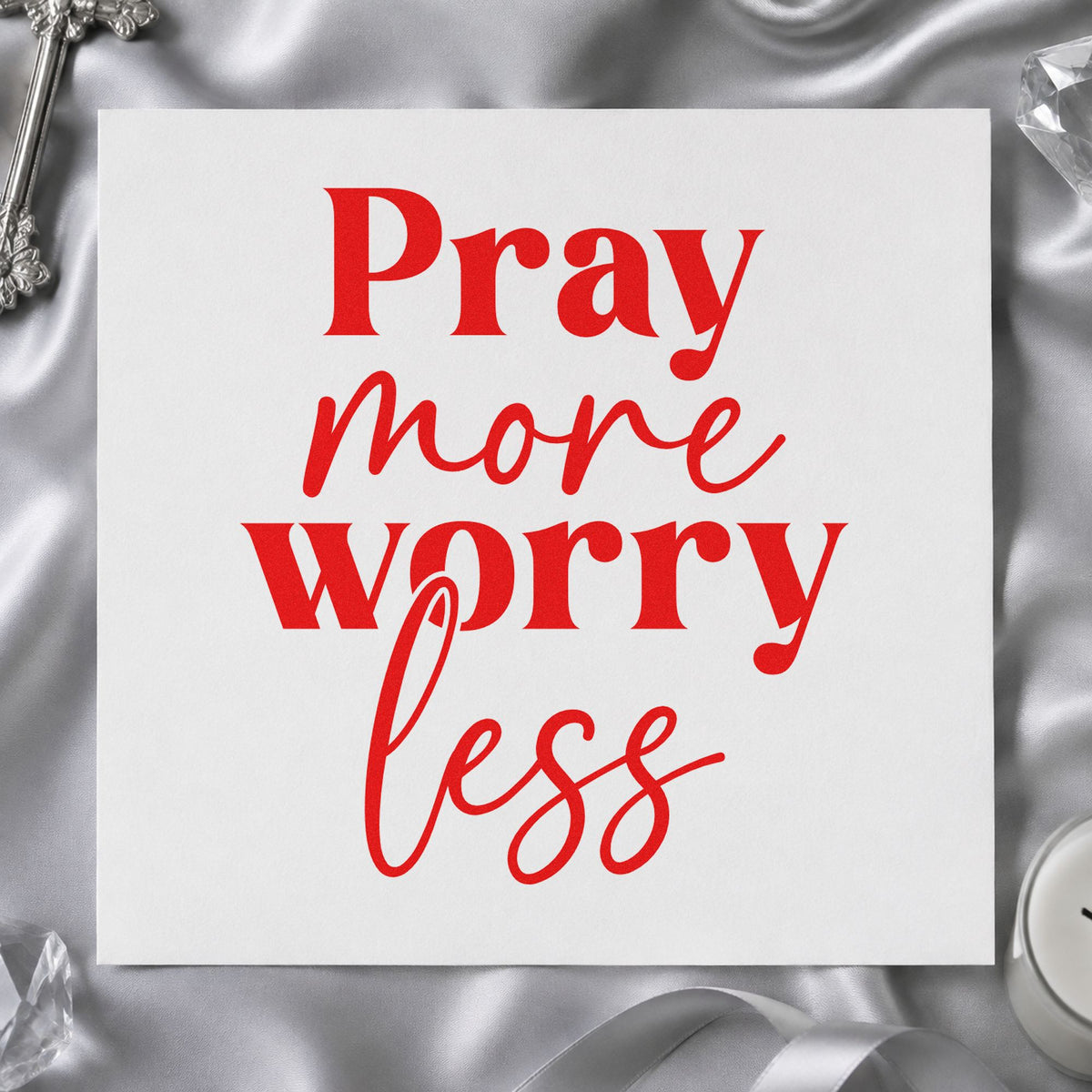 Pray More, Worry Less Stamp – Self-Inking in use 7