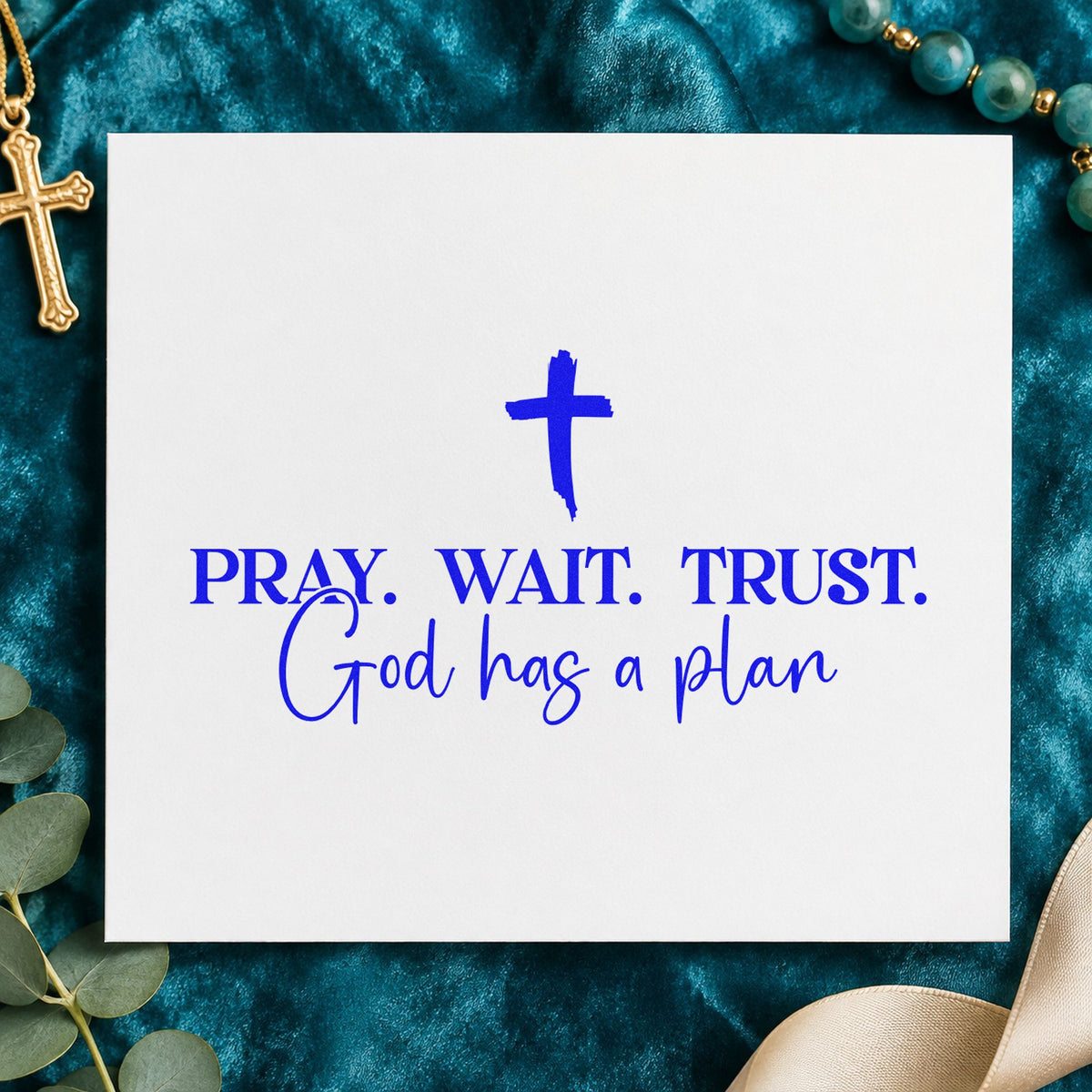 Pray Wait Trust God's Plan PSI Pre-Inked Stamp in use 5