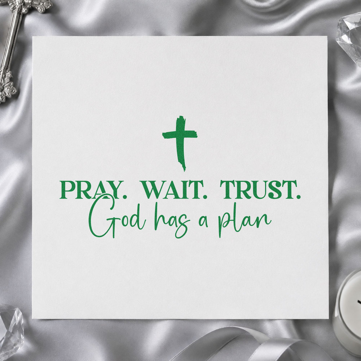 Pray Wait Trust God's Plan Self-Inking Stamp in use 8