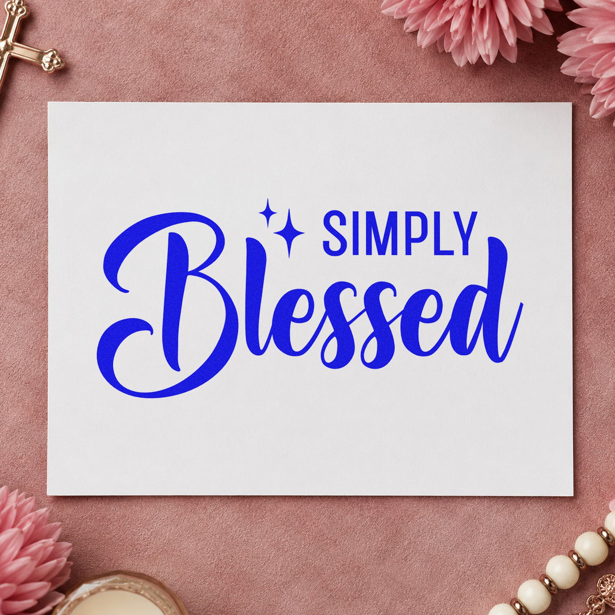 Duo Hand Simply Blessed Rubber Stamp in use 5