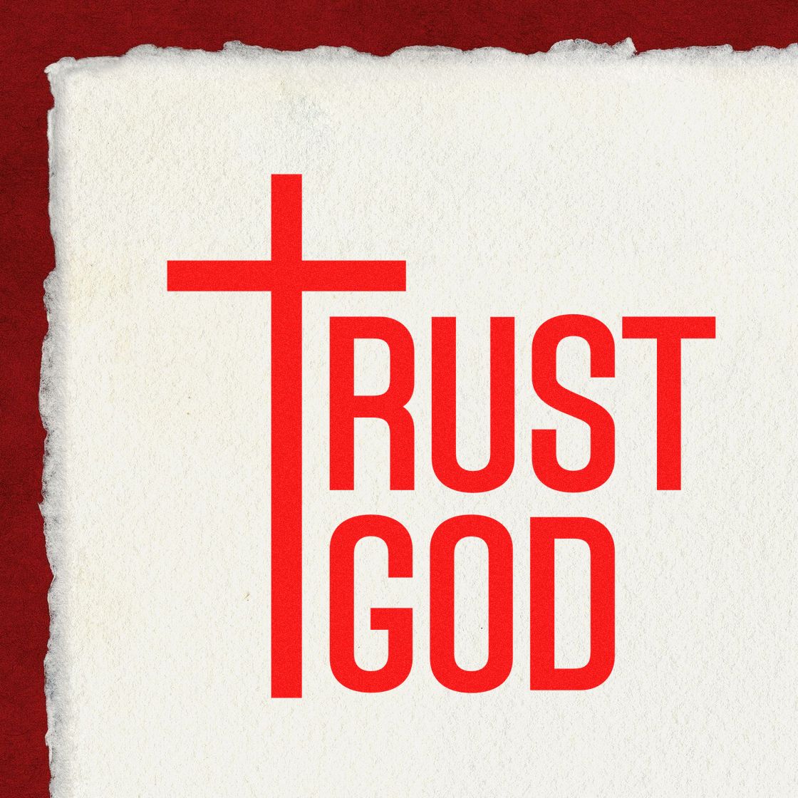 Trust God Christian rubber stamp design with cross typography for faith cards, journaling, and church crafts.