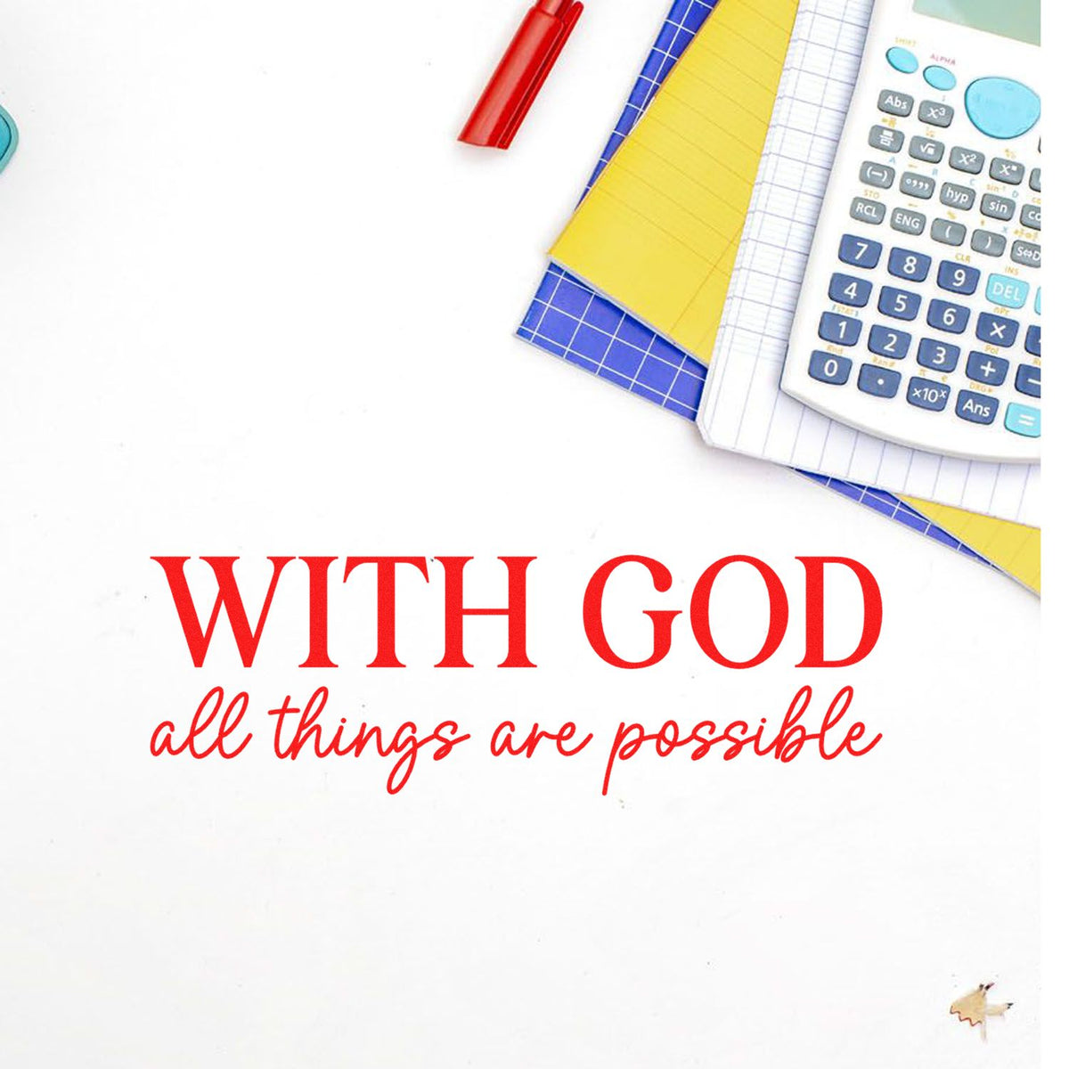Christian rubber stamp design with With God all things are possible for faith journaling, scrapbooking, and planner use.