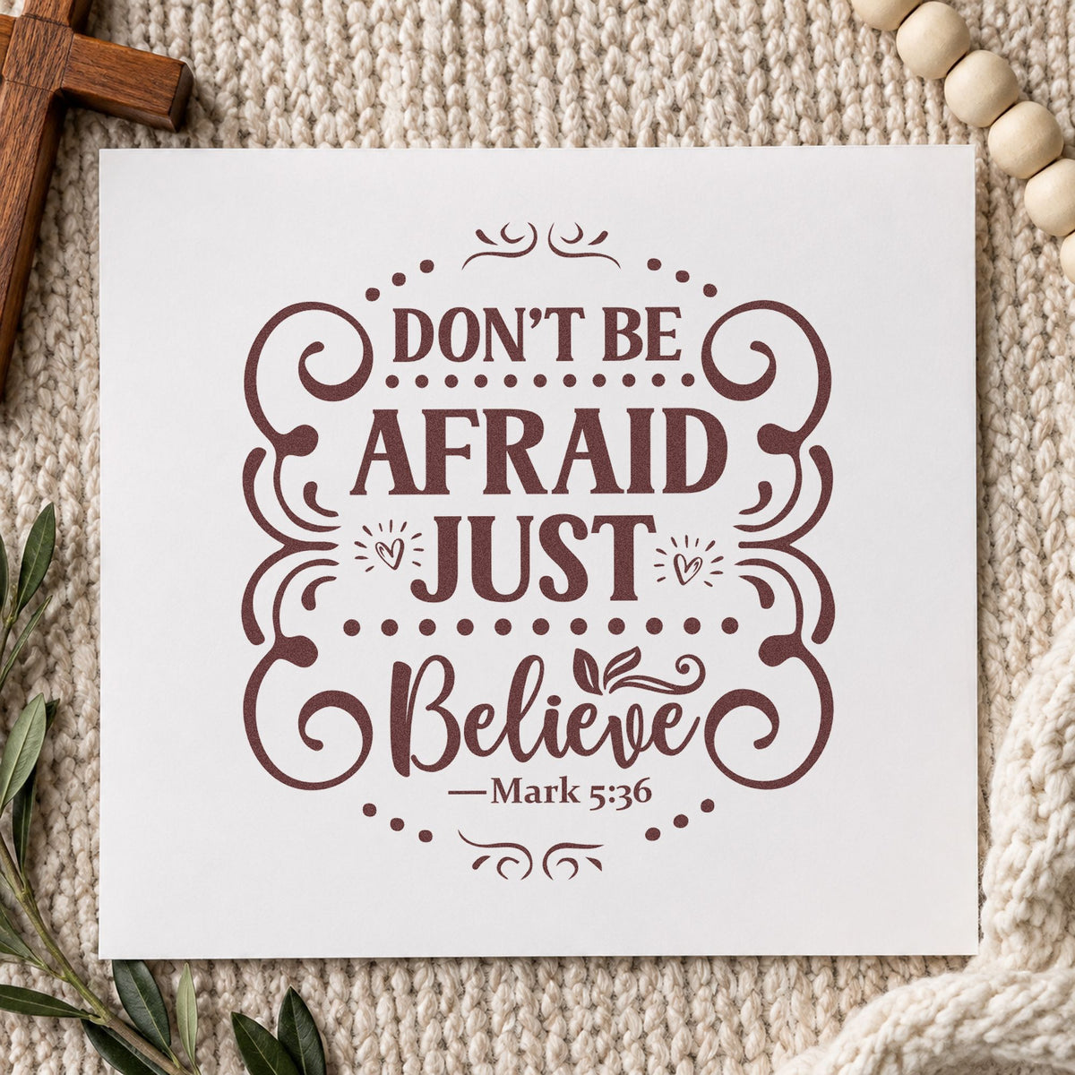 Duo Hand Don't Be Afraid Just Believe Rubber Stamp in use 4