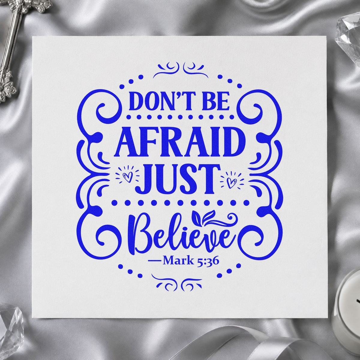 Duo Hand Don't Be Afraid Just Believe Rubber Stamp in use 5