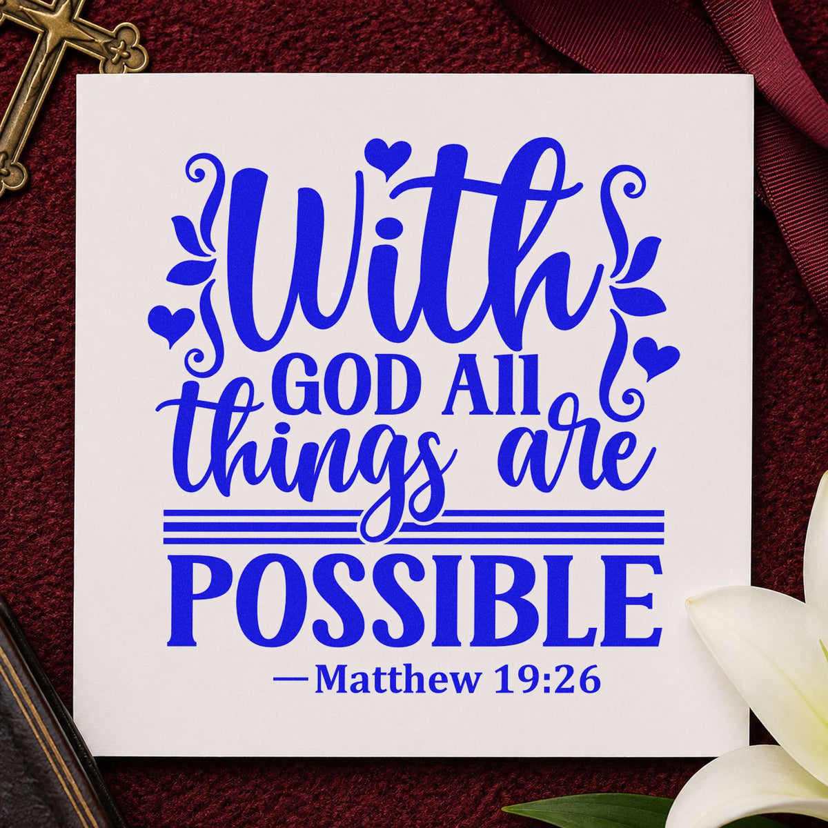 Duo Hand With God All Things Possible Rubber Stamp in use 6