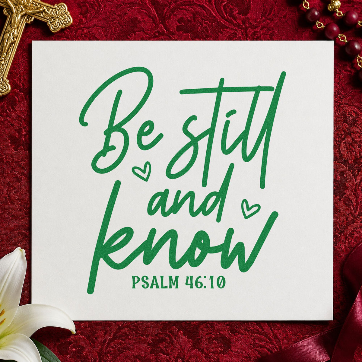 Be Still And Know Letter Art Duo Hand Stamp in use 8