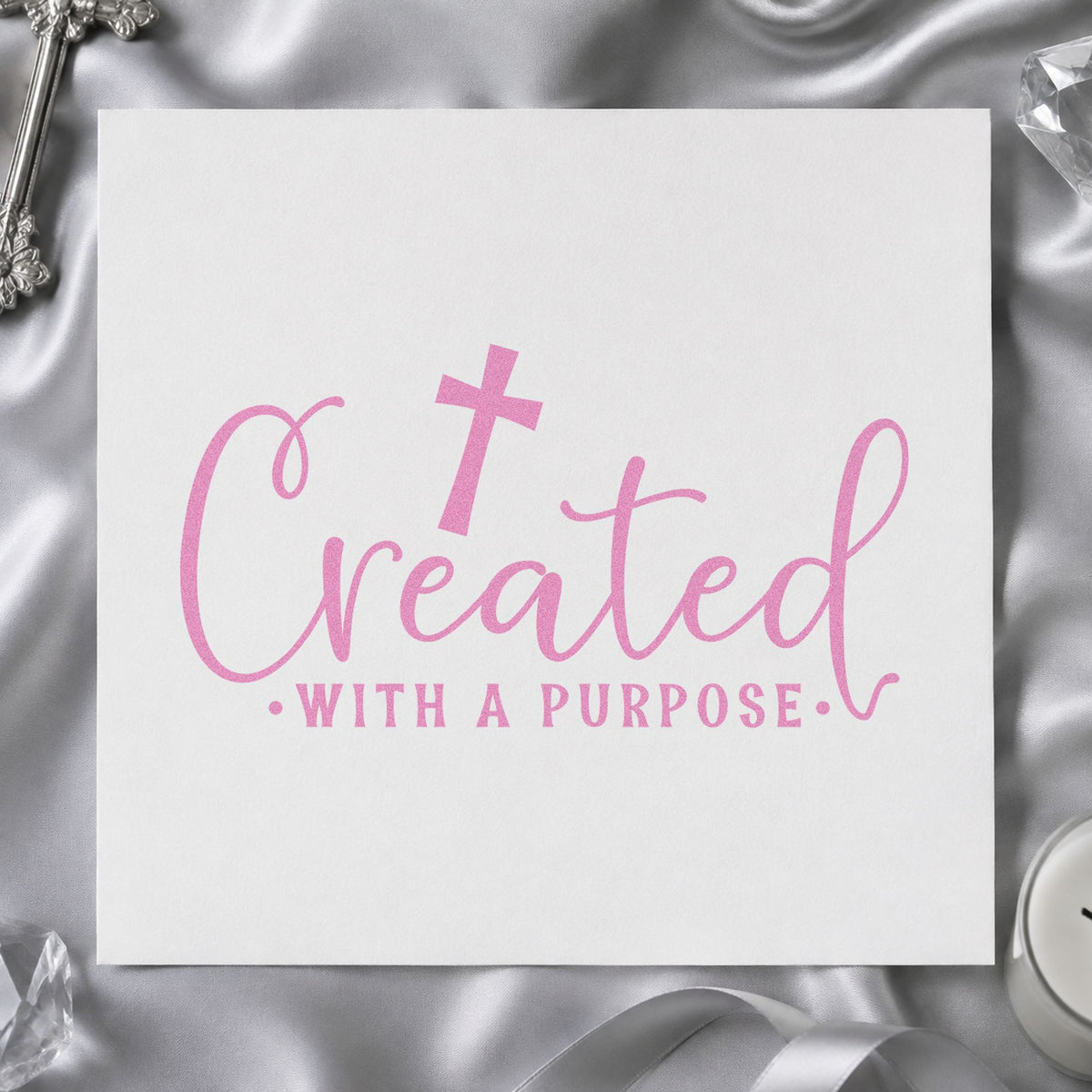 Created with a Purpose Script craft stamp in purple ink on cardstock, an easy option for graduation gifts.