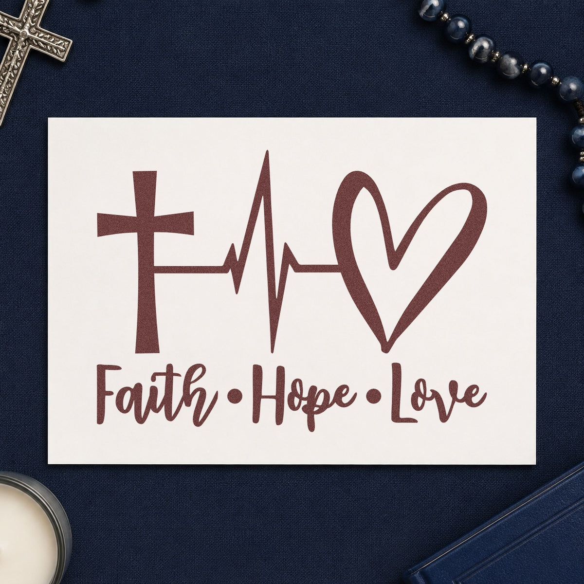 Faith Hope Love Heartbeat Slim Pre-Inked Stamp in use 4