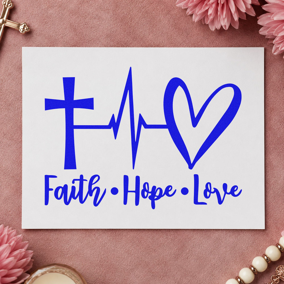 Faith Hope Love Heartbeat Pre-Inked Stamp – PSI in use 6