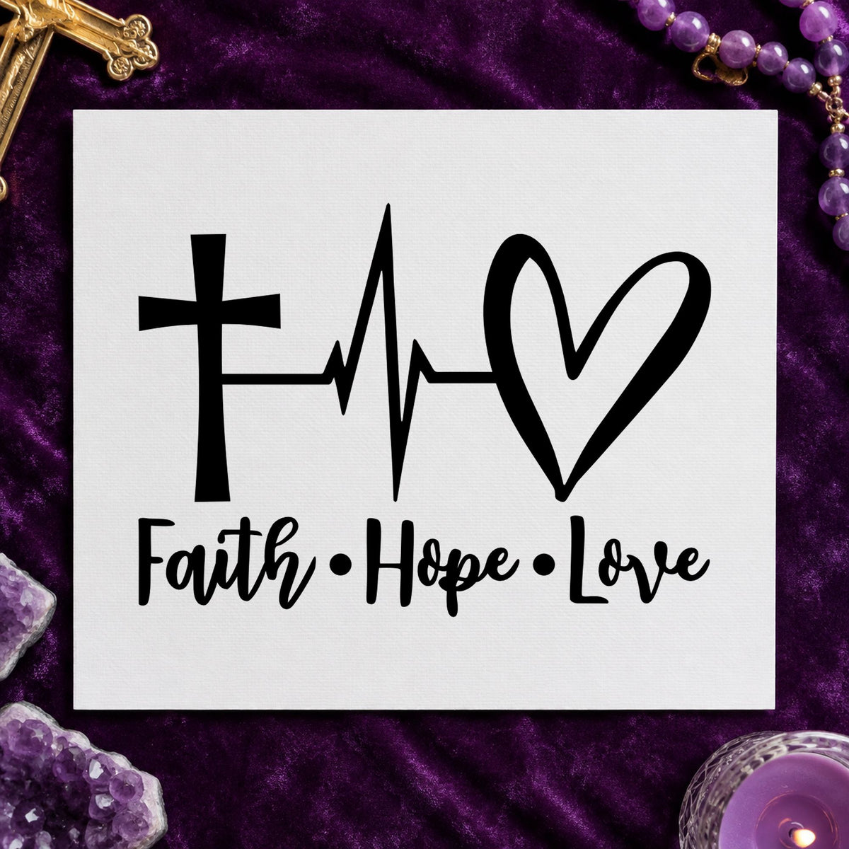 Faith Hope Love Heartbeat Pre-Inked Stamp – PSI in use 9