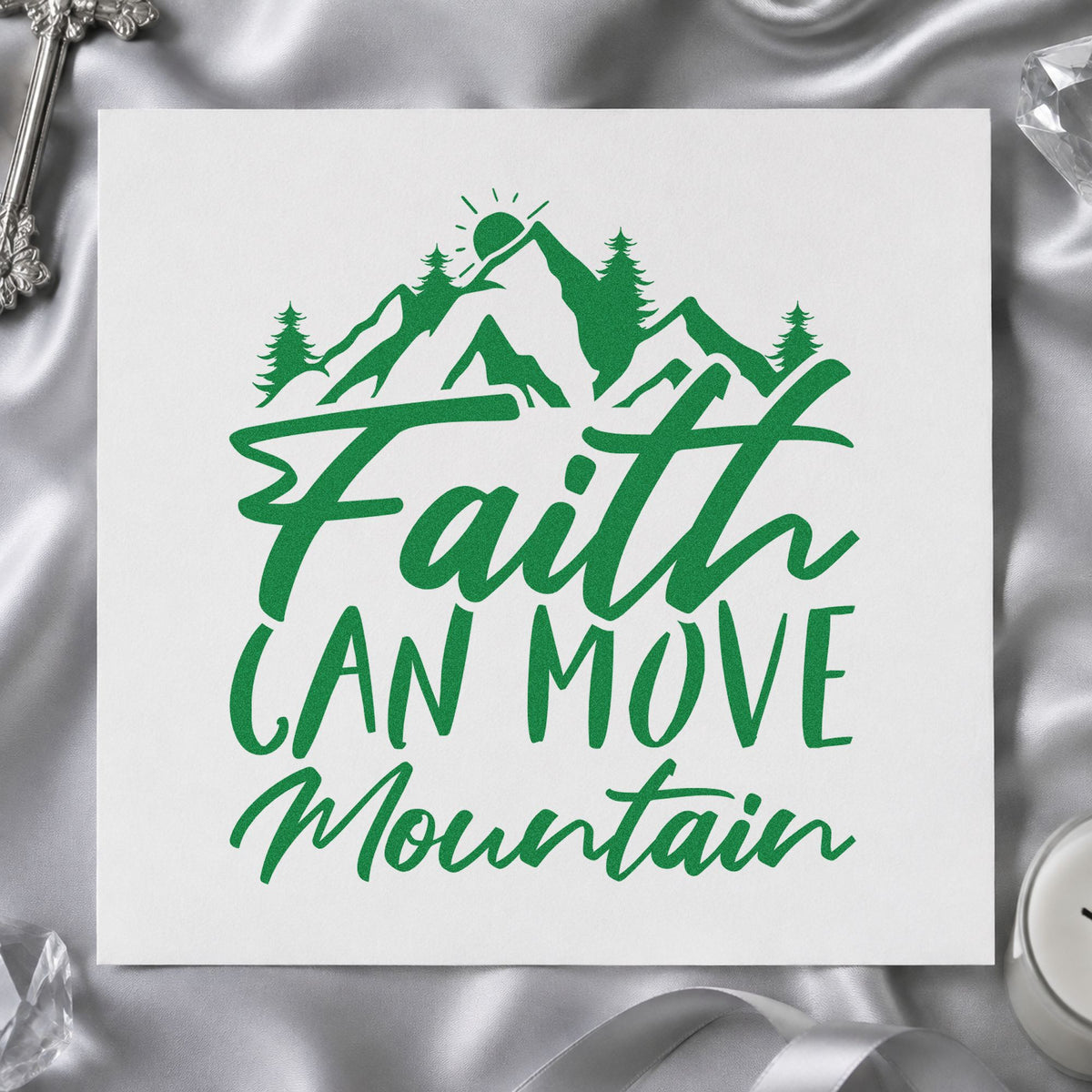 Wood Handle Faith Can Move Mountain Rubber Stamp in use 3
