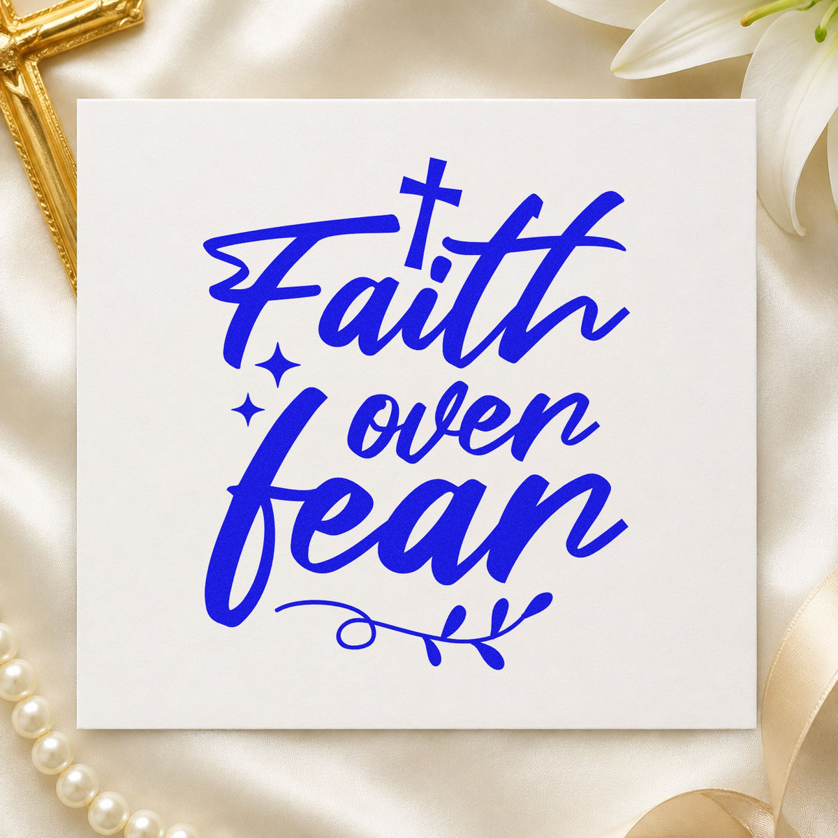 Faith Over Fear Rubber Stamp – Wood Handle in use 6