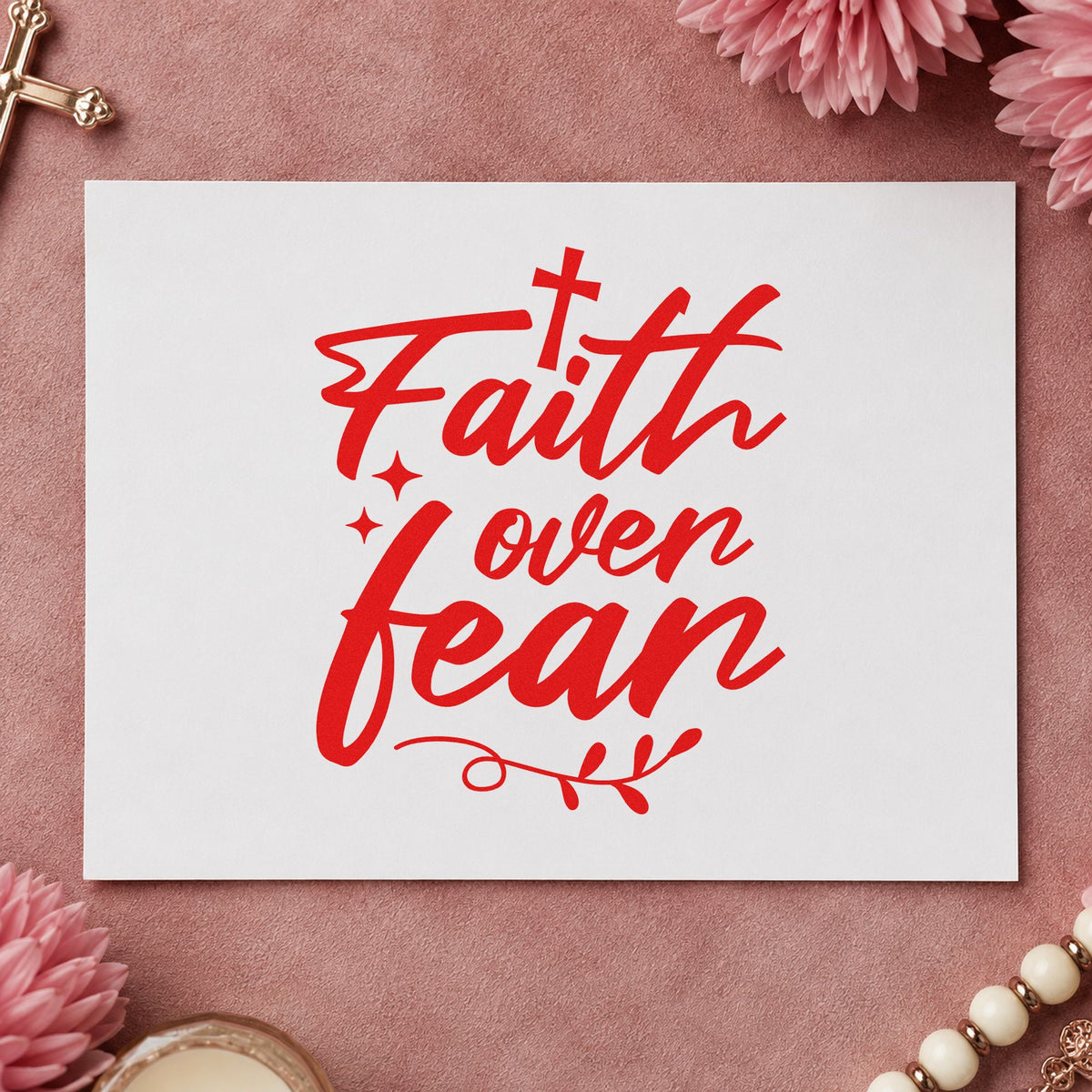 Faith Over Fear Rubber Stamp – Wood Handle in use 7