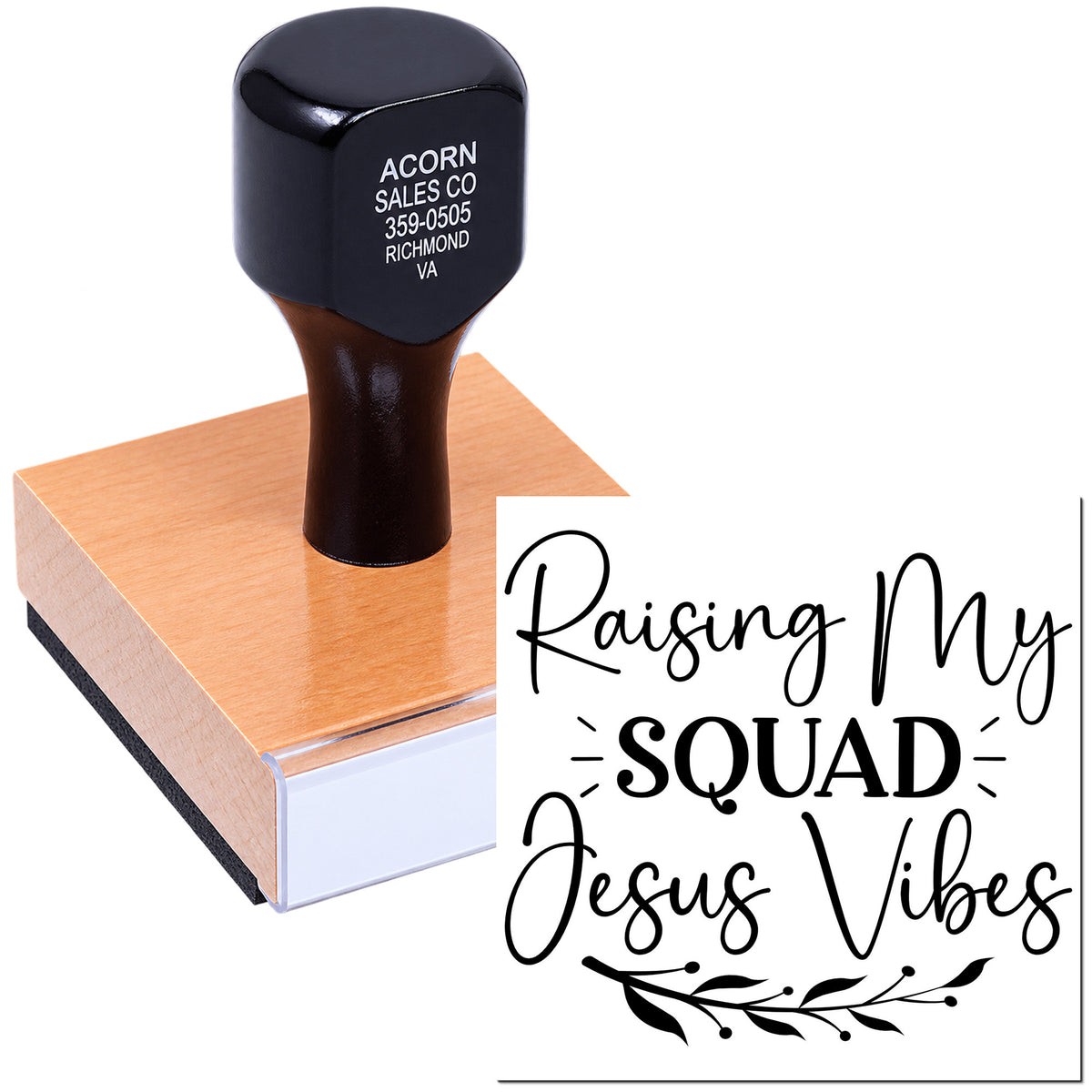Custom rubber stamp for Raising My Squad Jesus Vibes faith-based crafts and Christian gift projects
