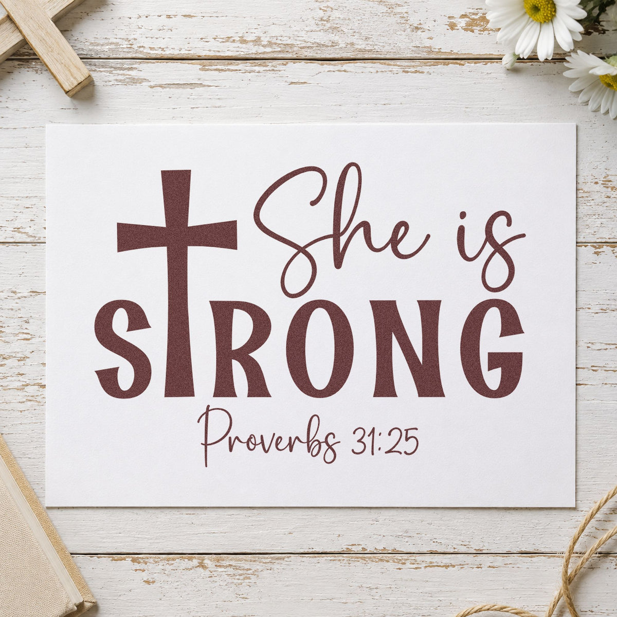 She Is Strong Cross Compact Pre-Inked Stamp – Slim in use 4