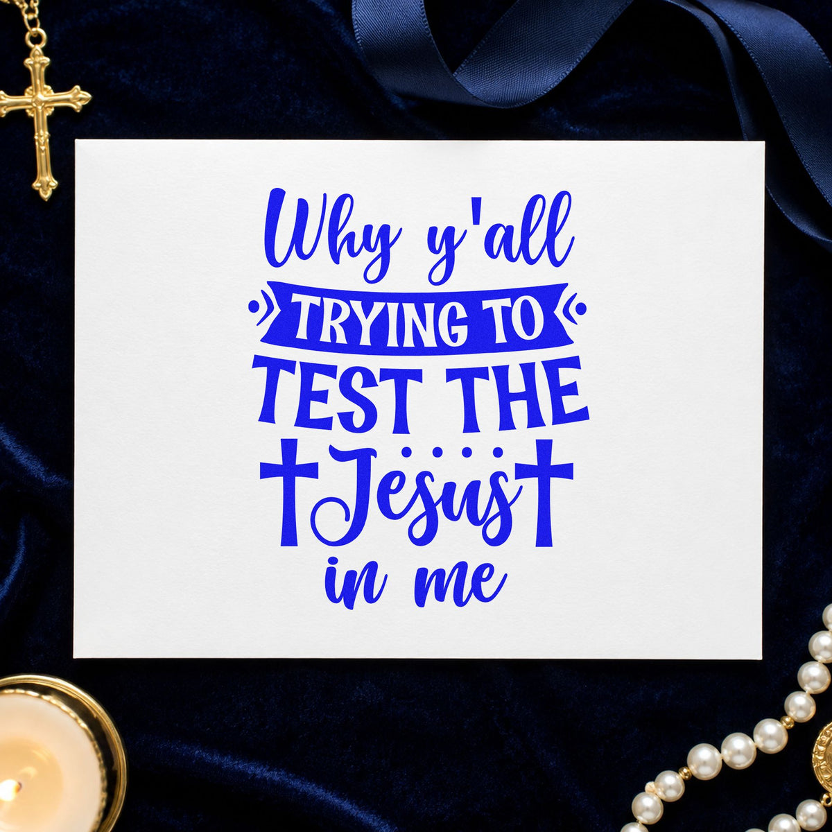 Why Y'all Trying To Test The Jesus In Me Stamp – Duo Hand in use 5