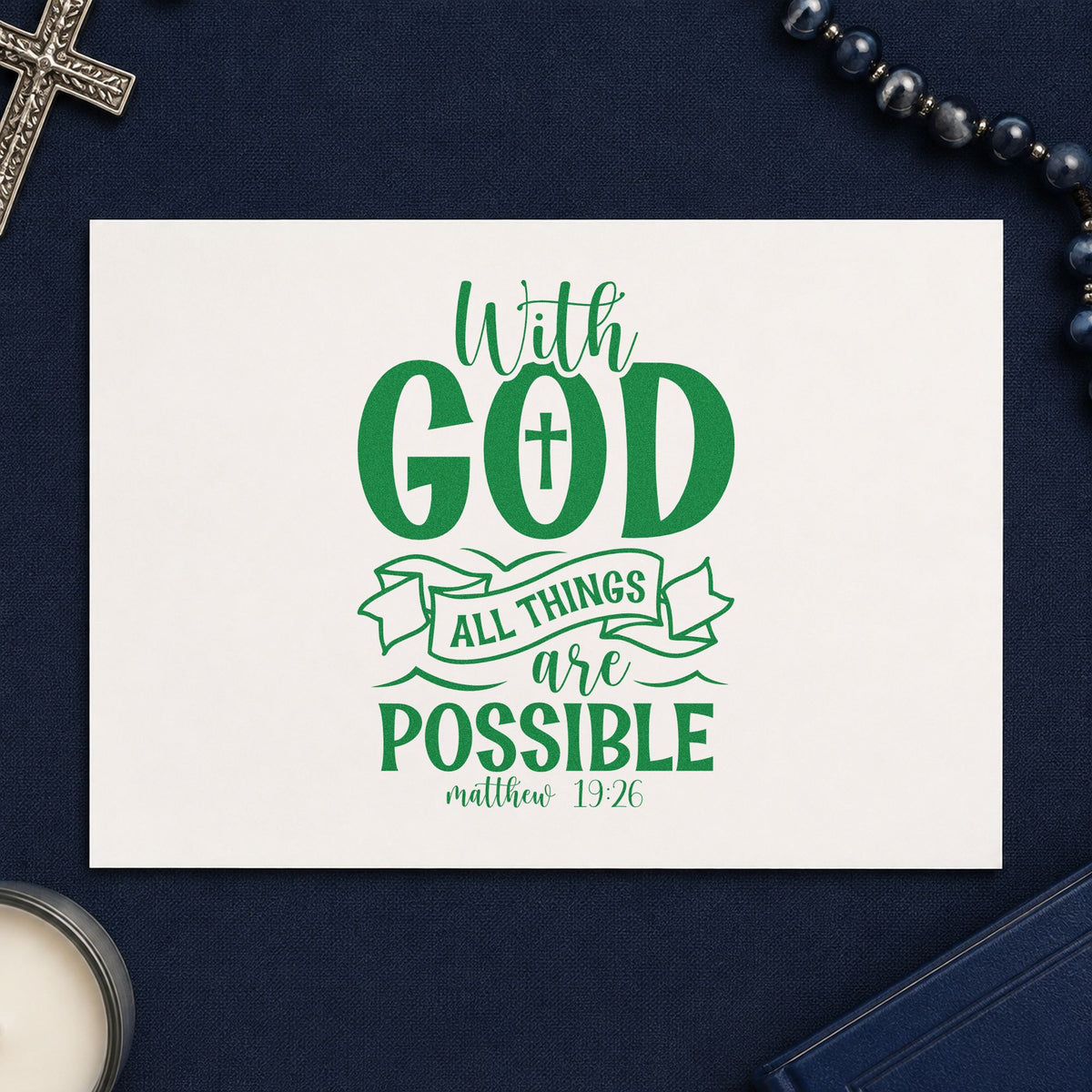 With God All Things Are Possible Outline Banner Stamp – PSI Pre-Inked in use 3