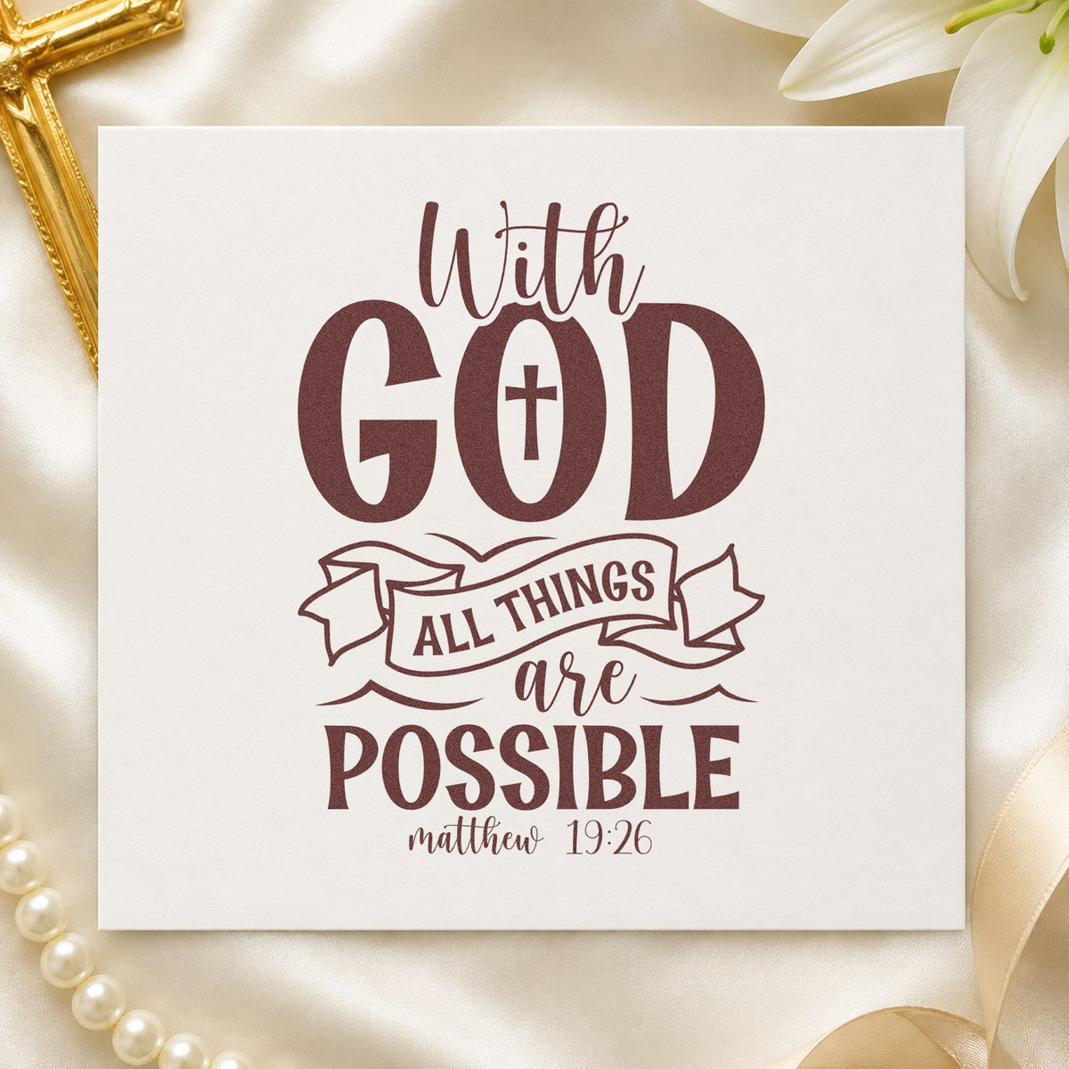 With God All Things Are Possible Outline Banner Stamp – PSI Pre-Inked in use 4
