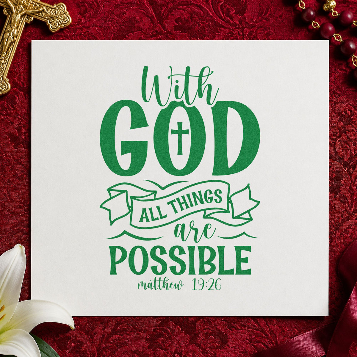 With God All Things Are Possible Outline Banner Self-Inking Stamp in use 8