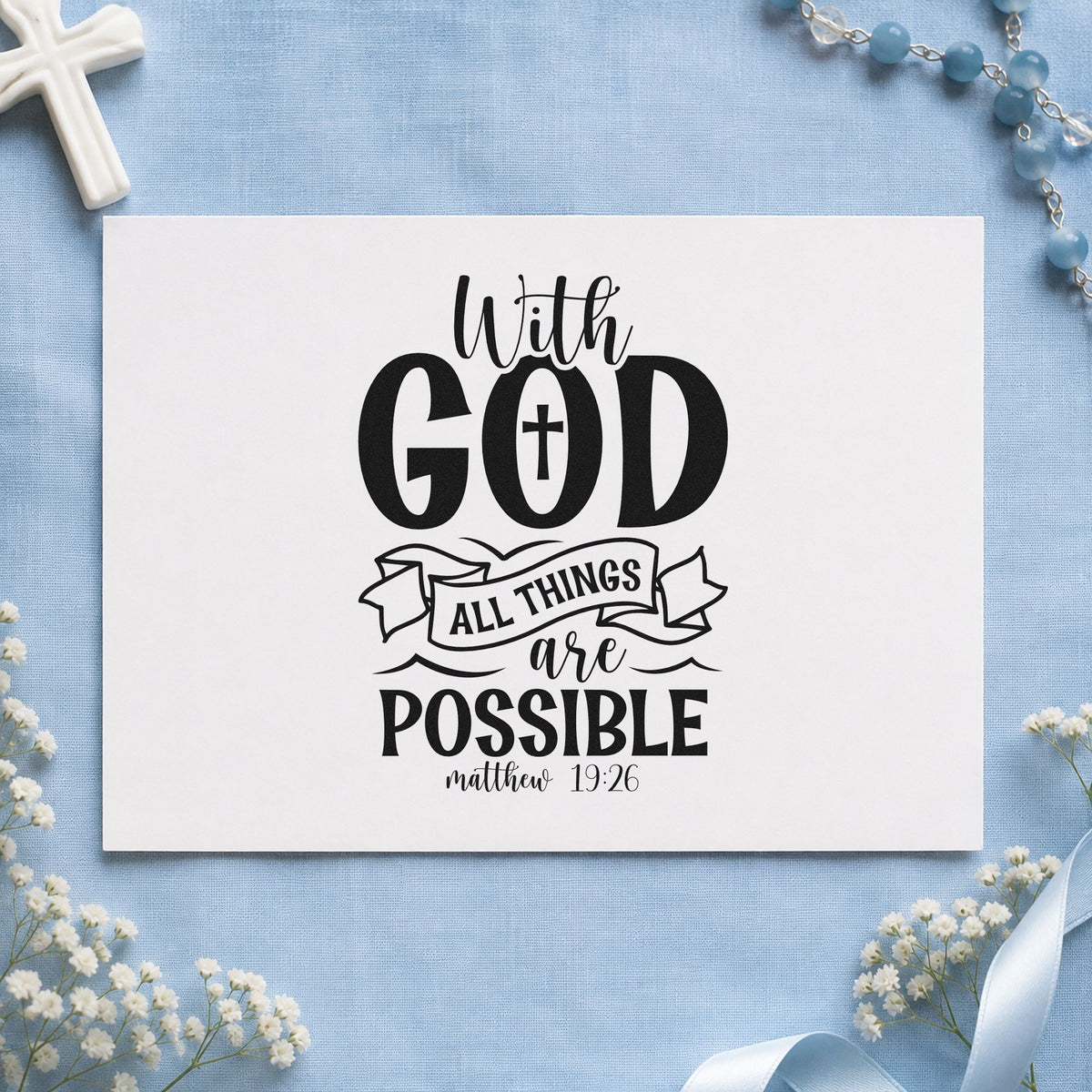 With God All Things Are Possible Outline Banner Stamp – PSI Pre-Inked in use 9