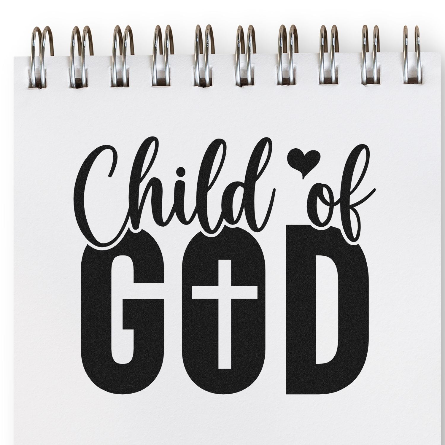 Child of God rubber stamp design with bold Christian lettering for faith-based crafts, Bible journaling, and gifts.