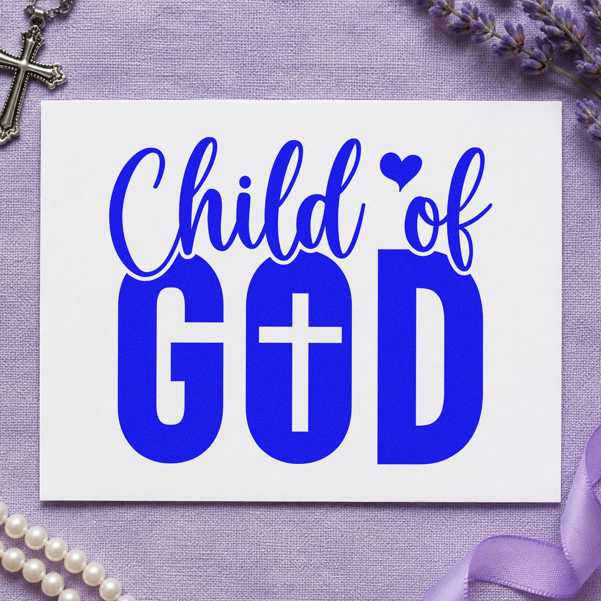 Child Of God With Cross Rubber Stamp – Wood Handle in use 5