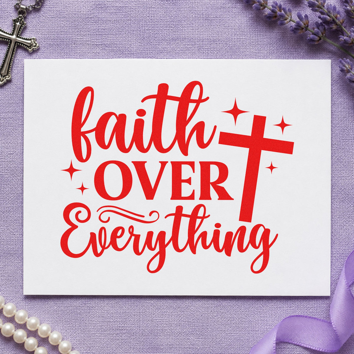 Faith Over Everything With Cross Stamp – Self-Inking in use 7