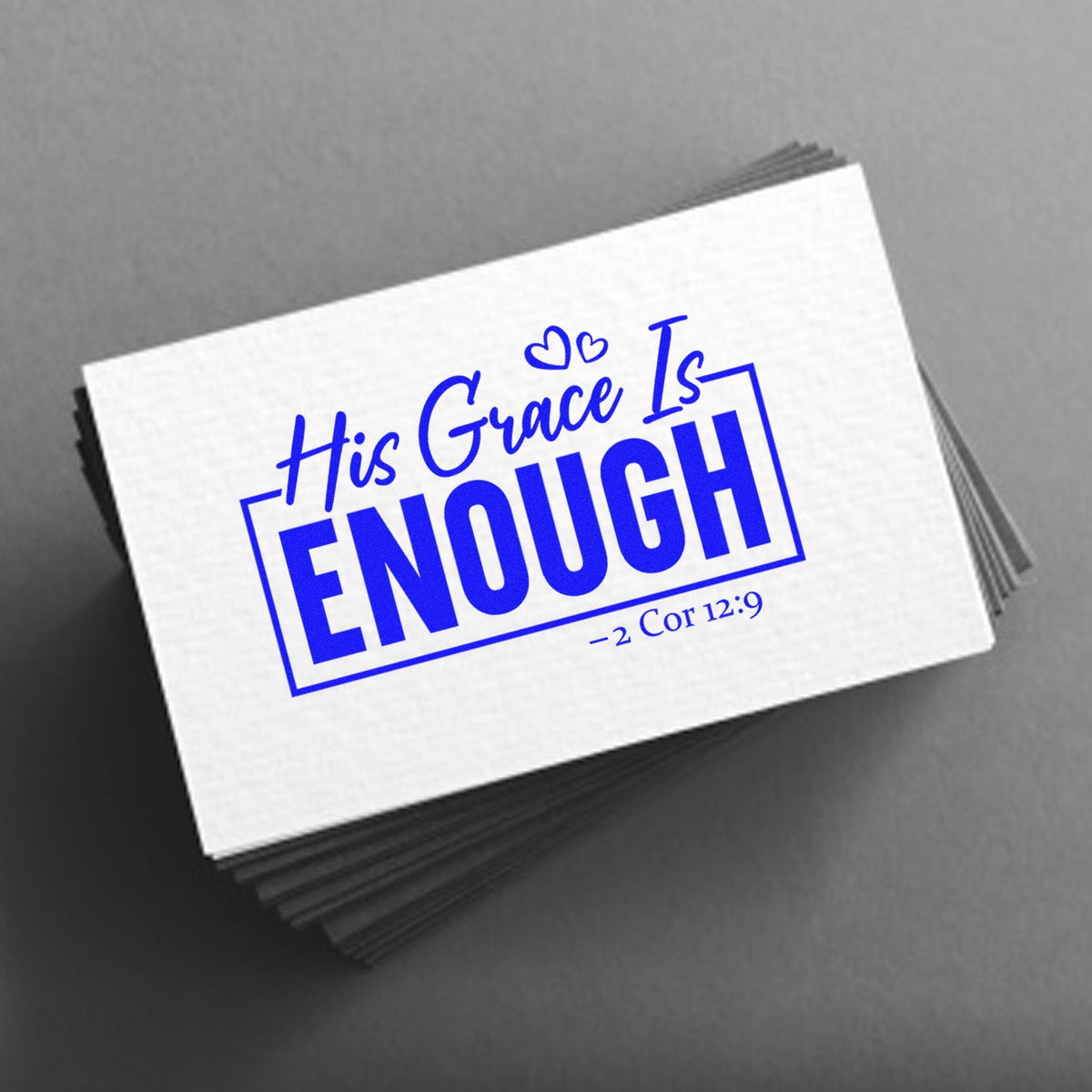 Christian rubber stamp design with His Grace Is Enough Bible verse from 2 Corinthians 12:9.