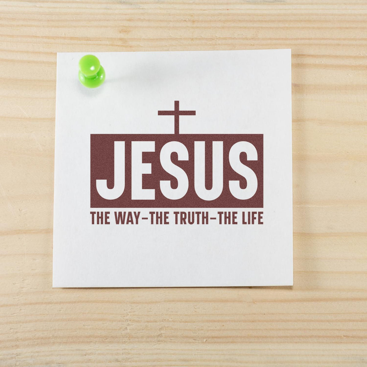 Jesus Christian rubber stamp design with cross and The Way, the Truth, the Life Bible verse.