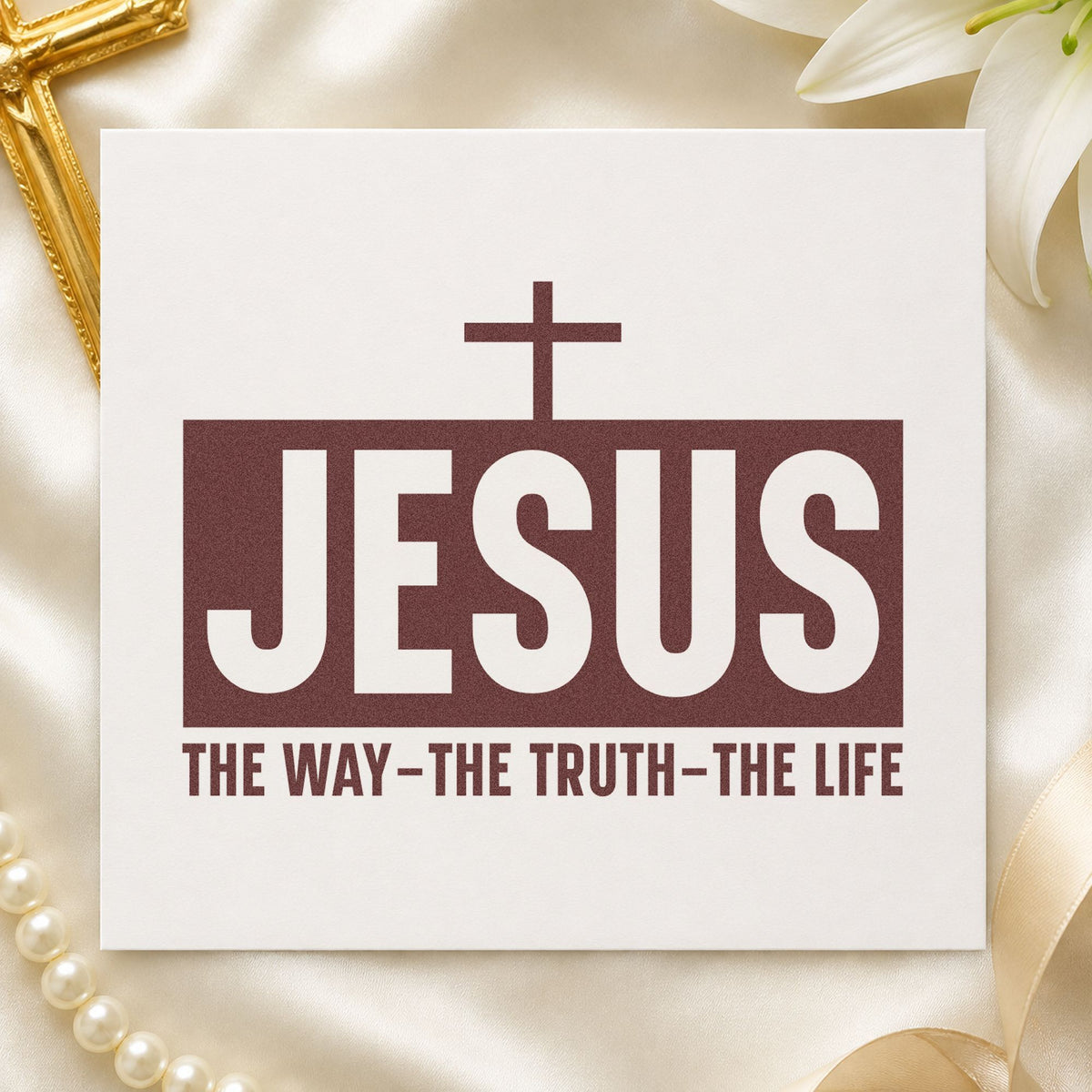 Jesus the Way Truth Life rubber stamp printed in brown ink, ready for testimony pages and similar paper crafts.