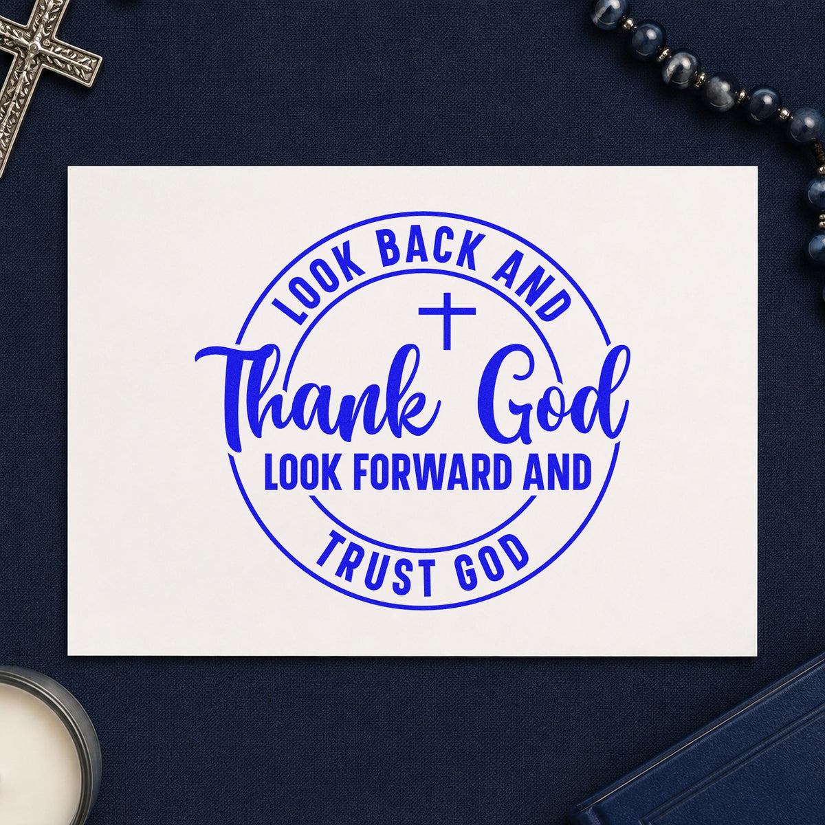 Thank And Trust God Circle Rubber Stamp – Wood Handle in use 5