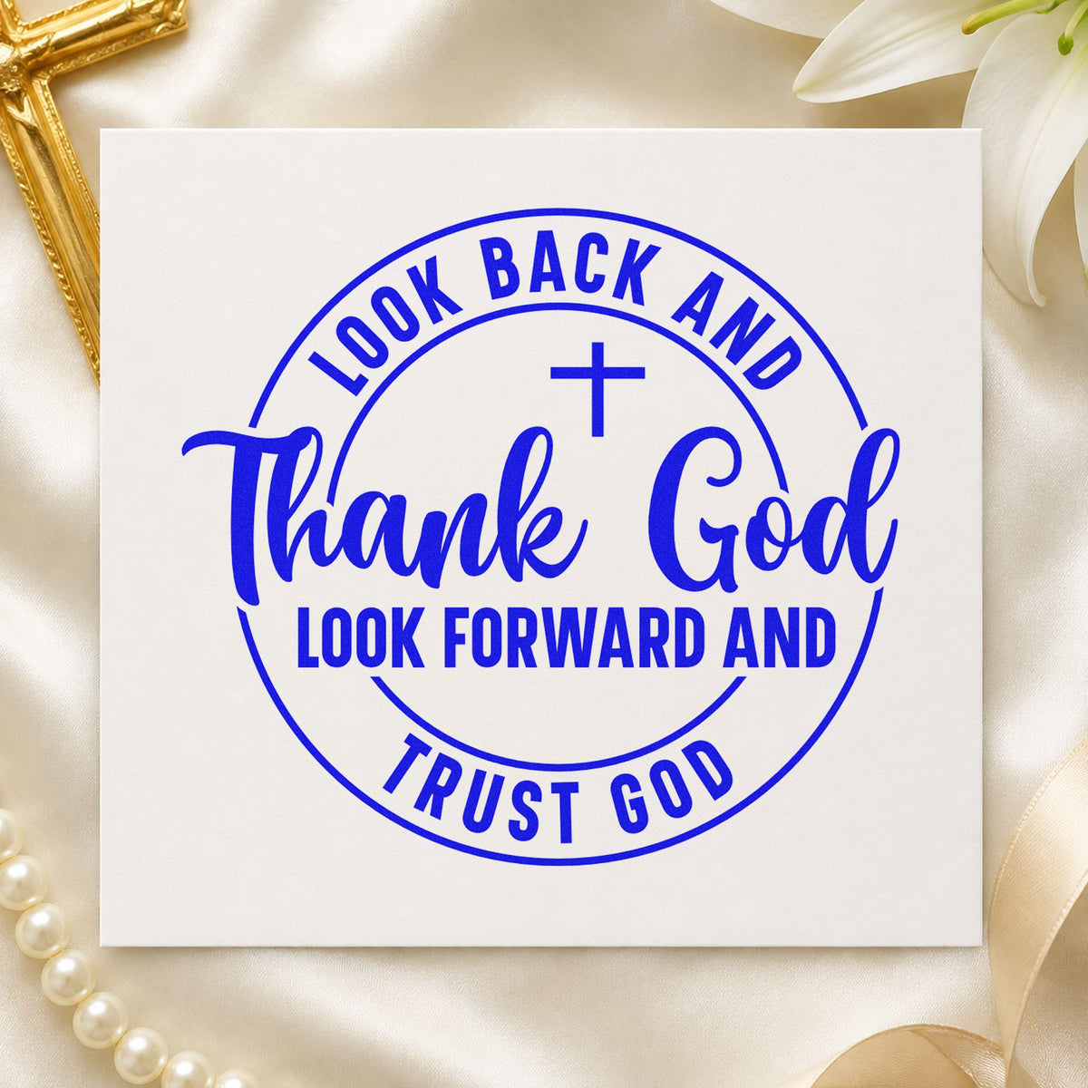 Thank And Trust God Circle Rubber Stamp – Wood Handle in use 6