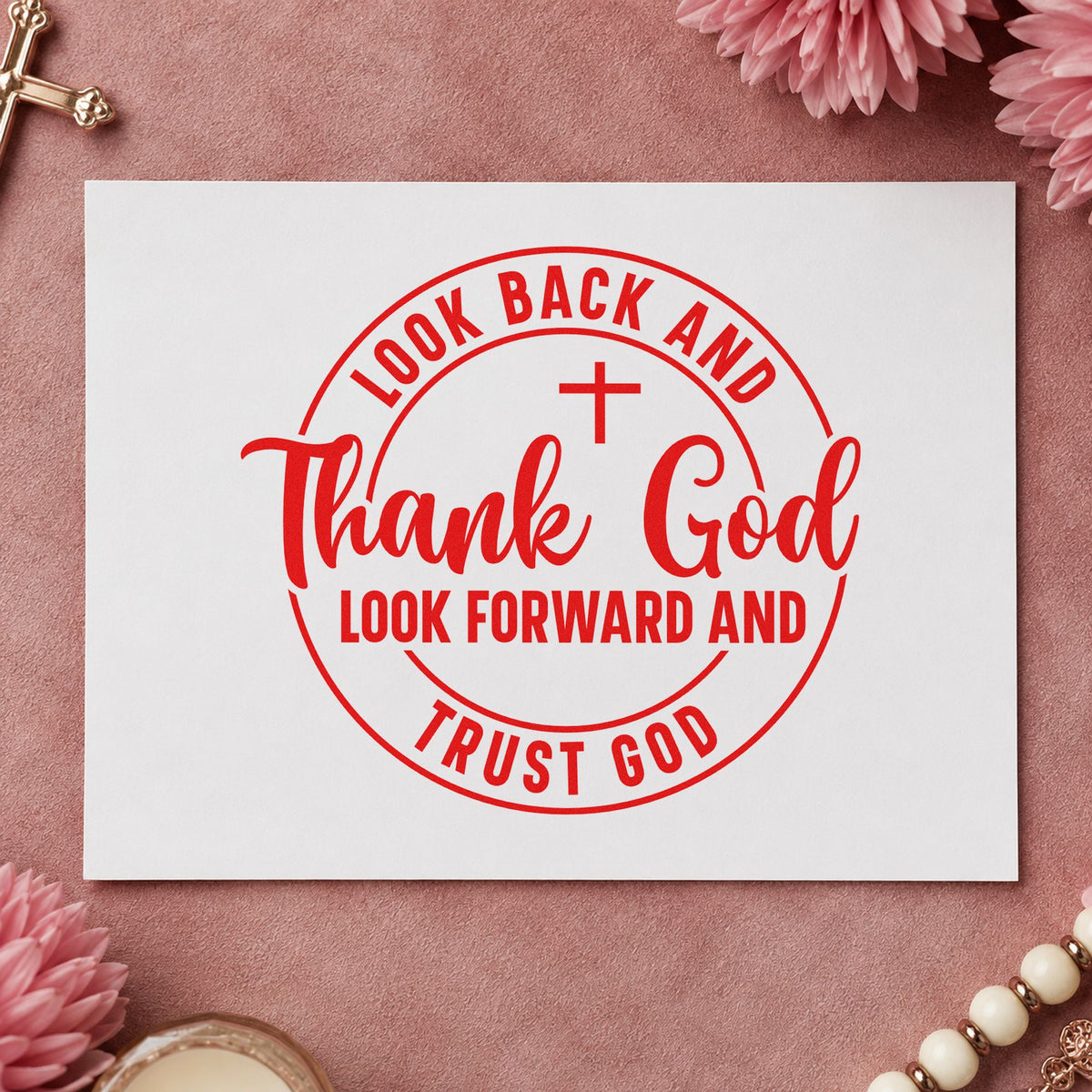 Thank And Trust God Circle Rubber Stamp – Wood Handle in use 7