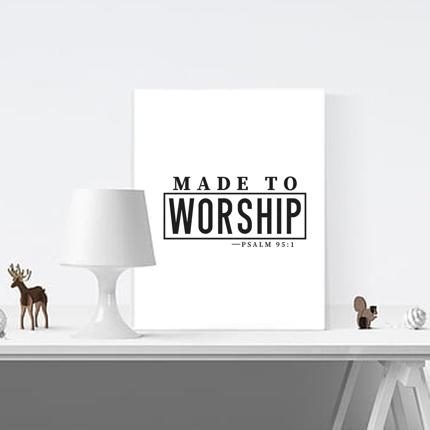 Made to Worship Psalm 95:1 rubber stamp design for Christian crafts, Bible journaling, and faith-based home decor.