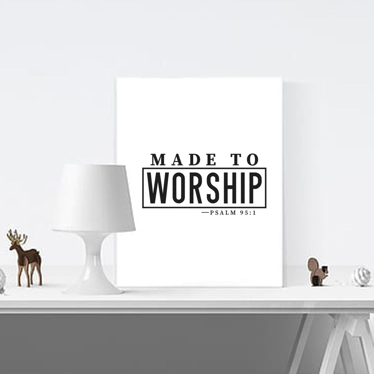 Made to Worship Psalm 95:1 Christian rubber stamp design for faith-based home decor and worship gifts.