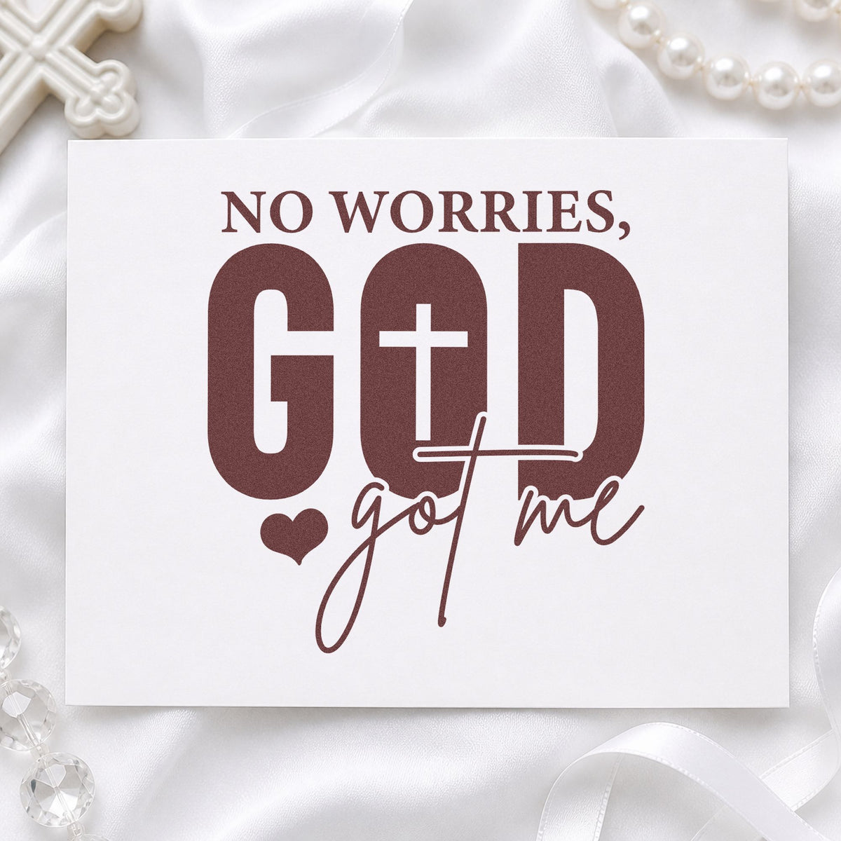 No Worries God Got Me Self-Inking Craft Stamp in use 4