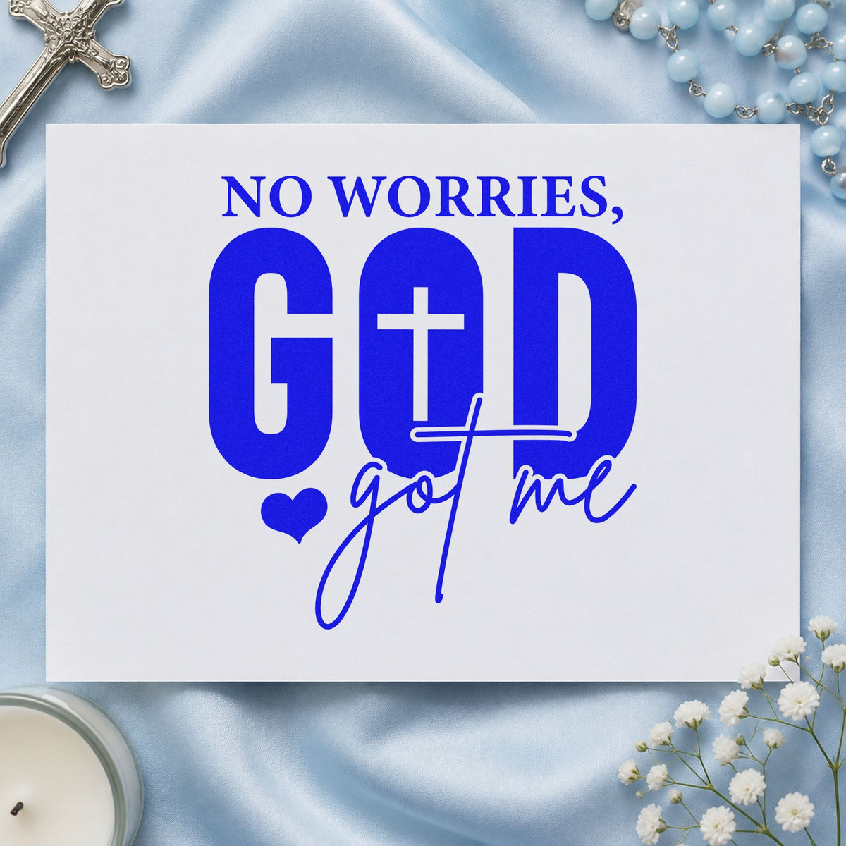 No Worries God Got Me Rubber Stamp – Duo Hand in use 5