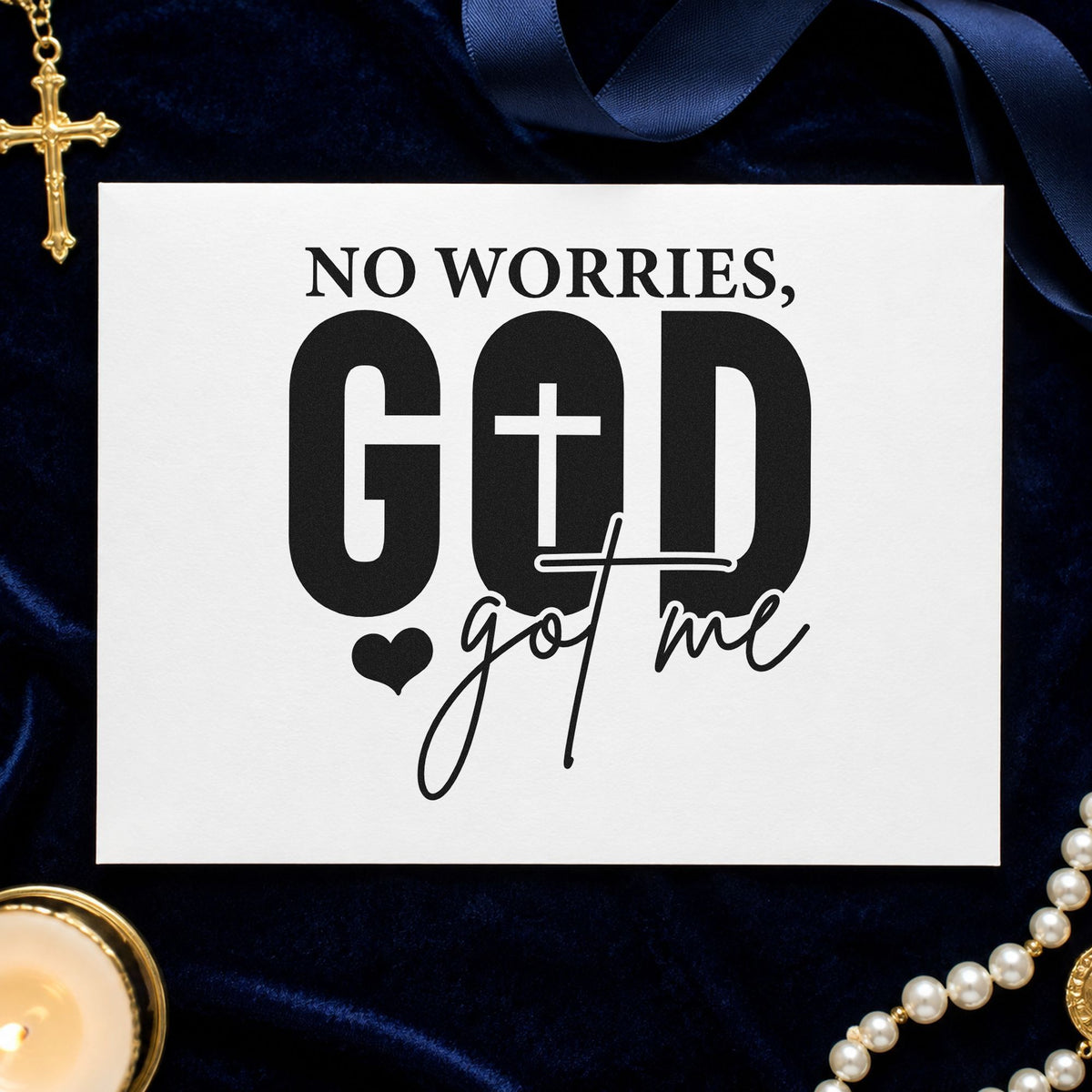 No Worries God Got Me Self-Inking Craft Stamp in use 9