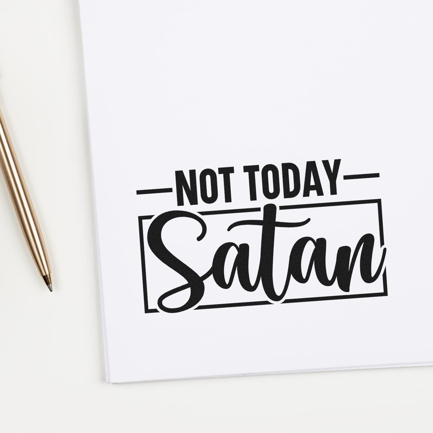 Funny Not Today Satan rubber stamp design for planners, crafts, and DIY stationery.