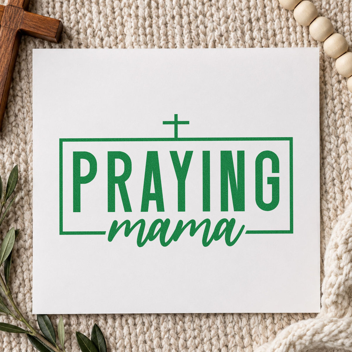 Praying Mama With Cross Wood-Mounted Rubber Stamp in use 8
