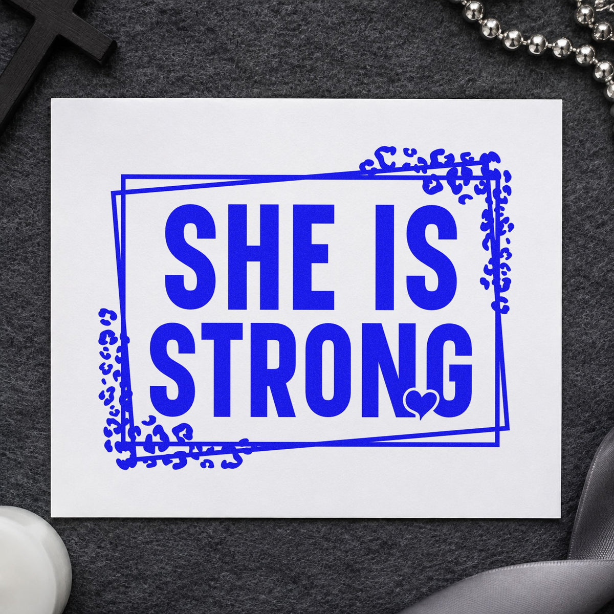 She Is Strong Leaf Accents Pre-Inked Stamp – PSI in use 6