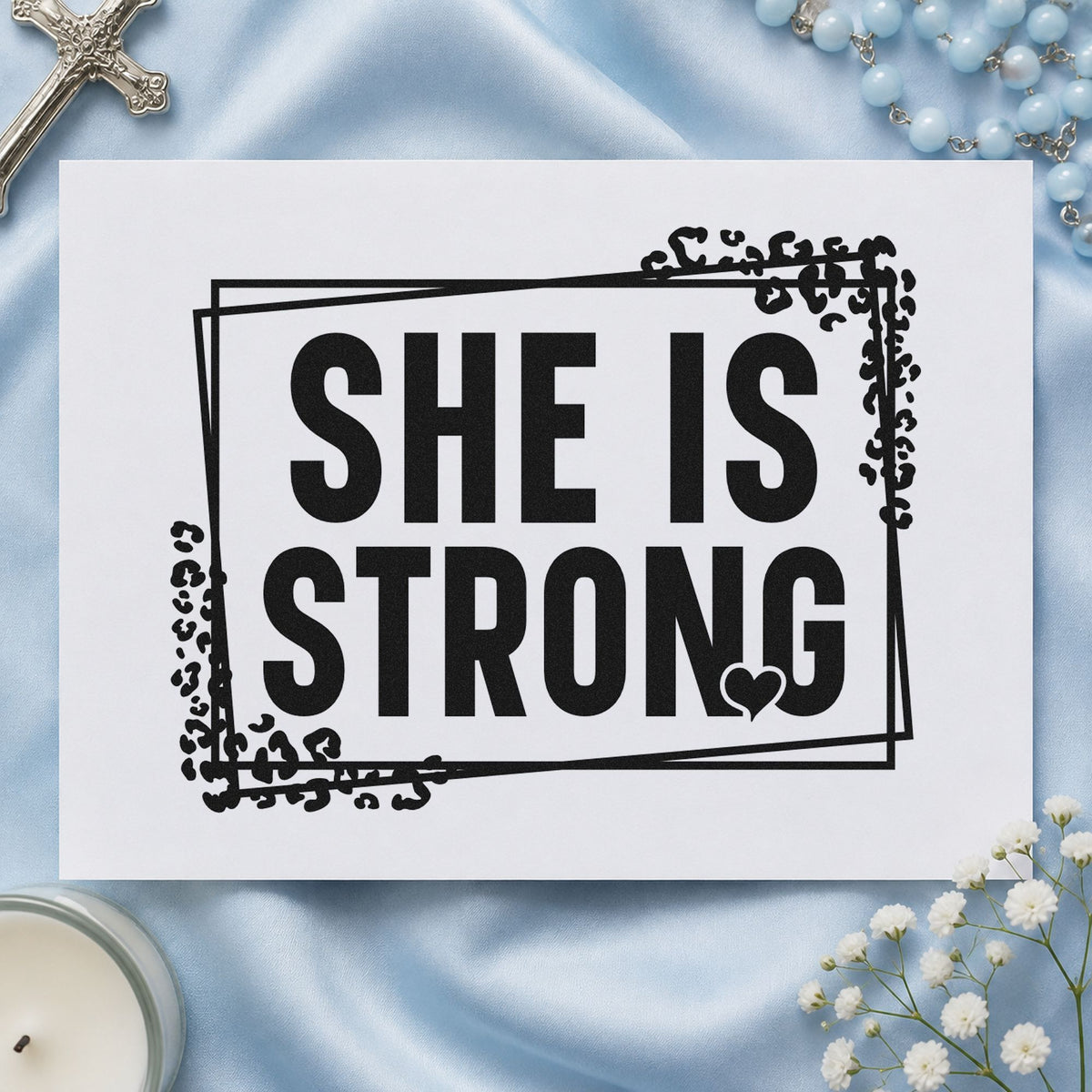 She Is Strong Leaf Accents Pre-Inked Stamp – PSI in use 9