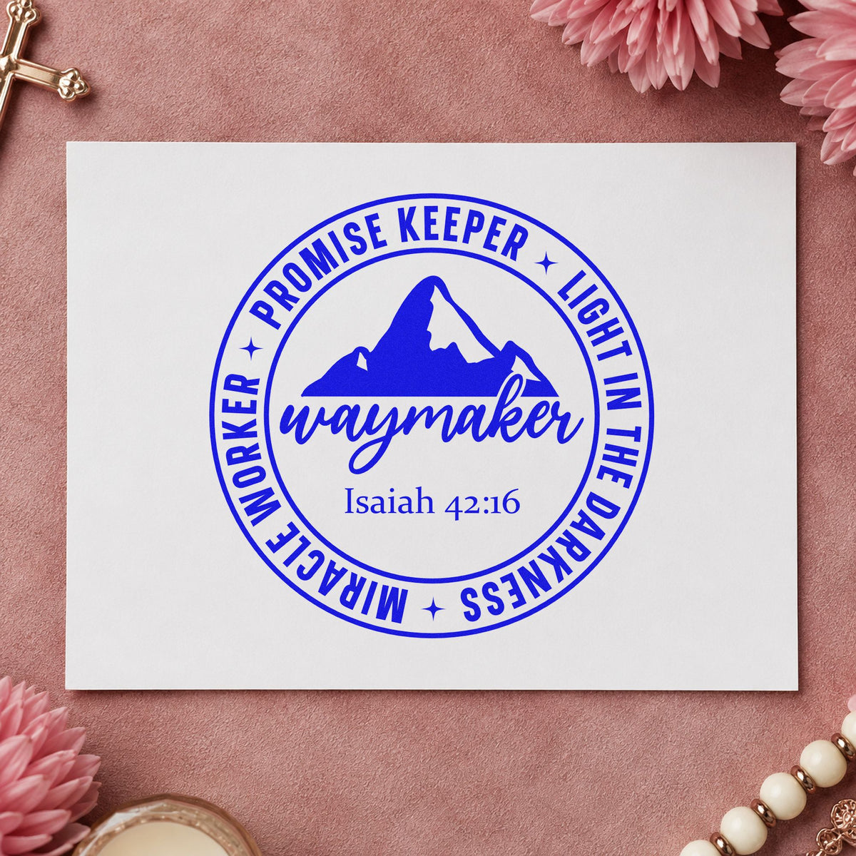 Waymaker Mountain Emblem Hand Stamp – Duo in use 6