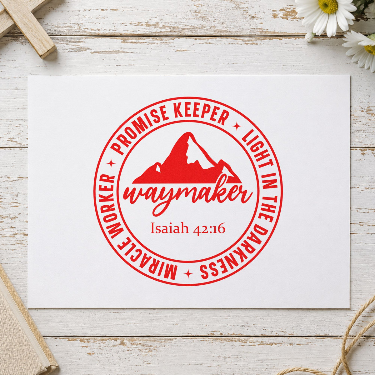 Waymaker Mountain Emblem Hand Stamp – Duo in use 7