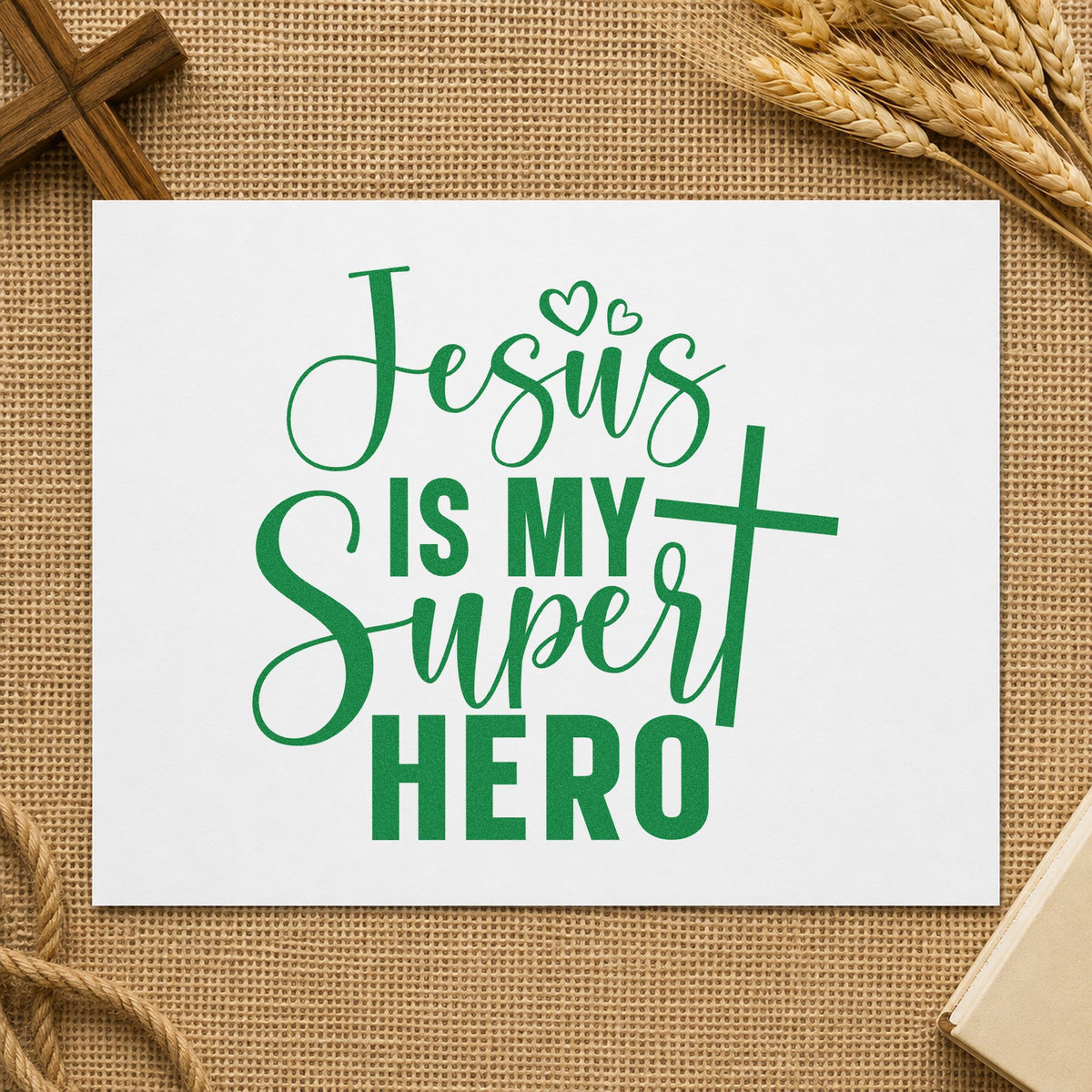 Jesus Is My Superhero Pre-Inked Stamp – PSI in use 3