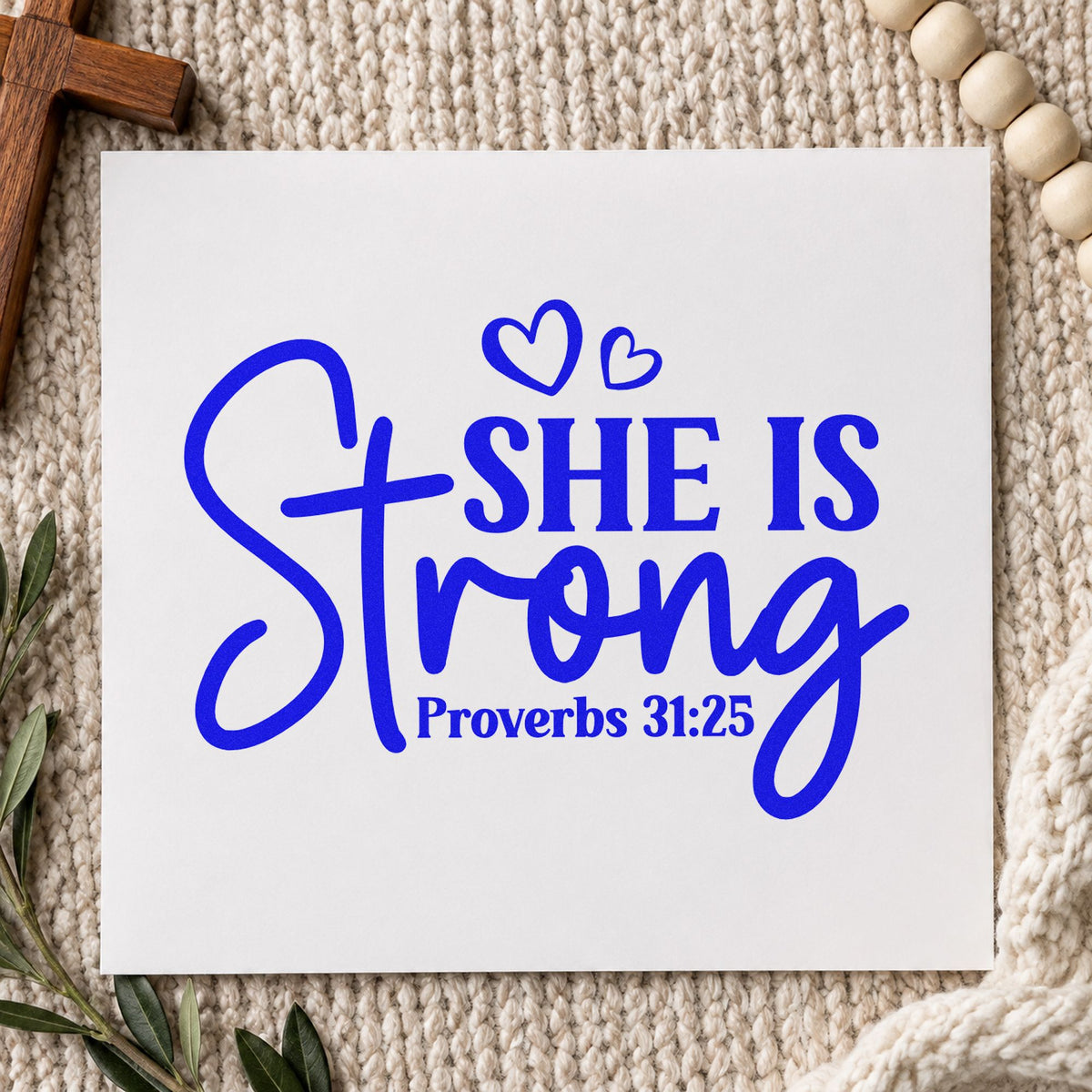 Slim Pre-Inked She Is Strong Hearts Stamp in use 6