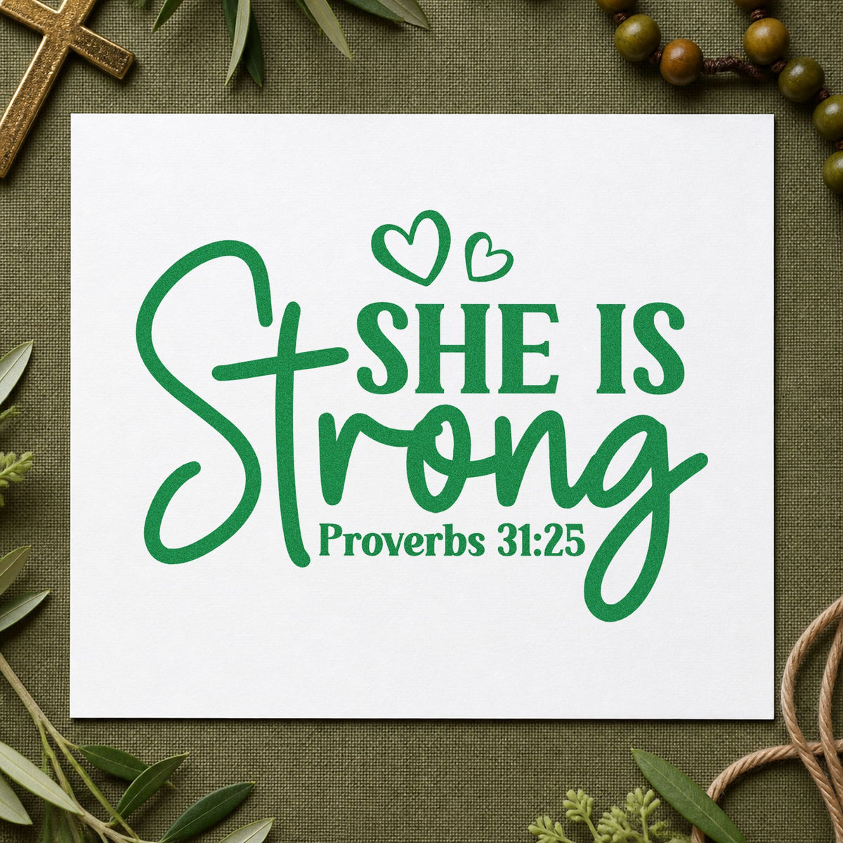 Slim Pre-Inked She Is Strong Hearts Stamp in use 8