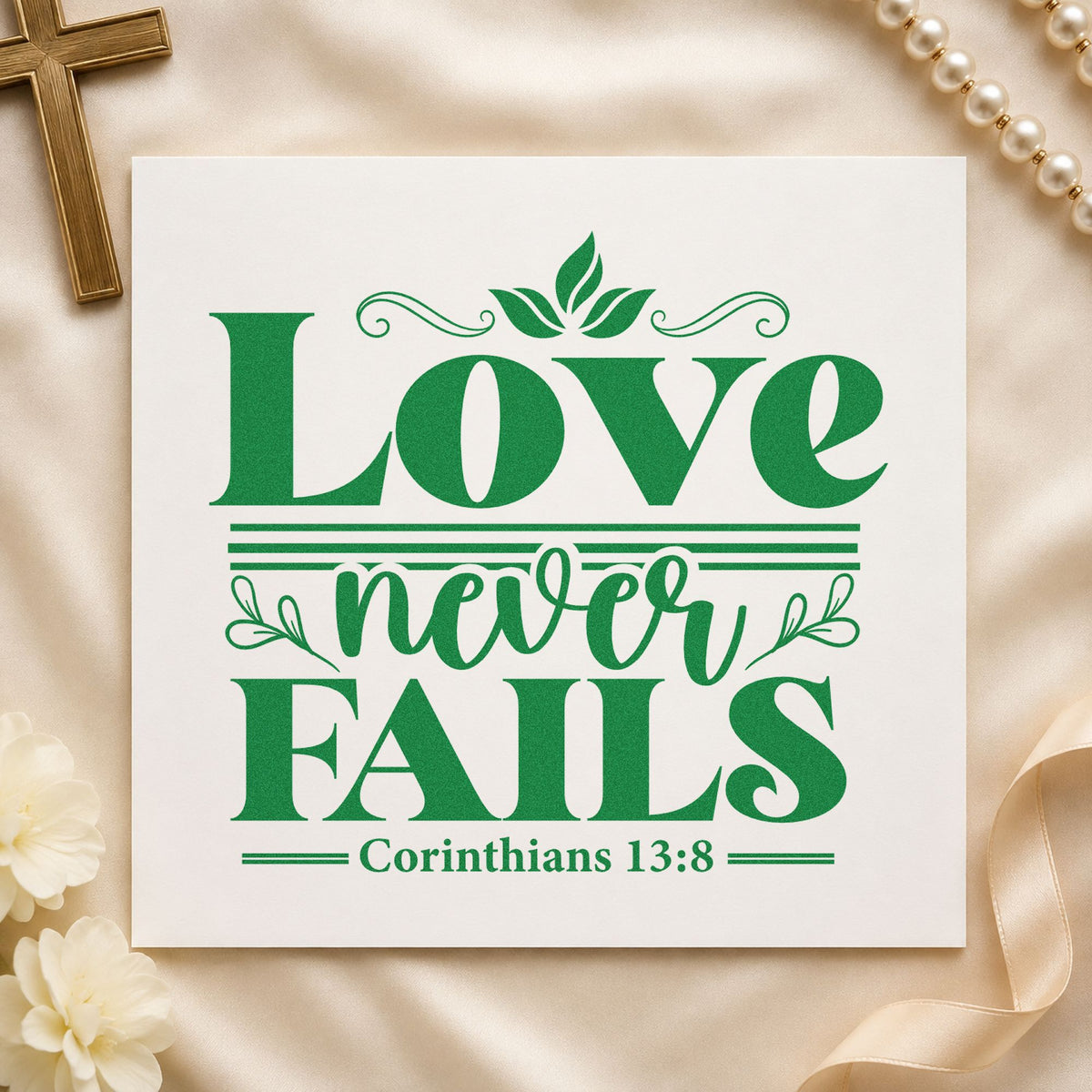 Love Never Fails Self-Inking Craft Stamp in use 3
