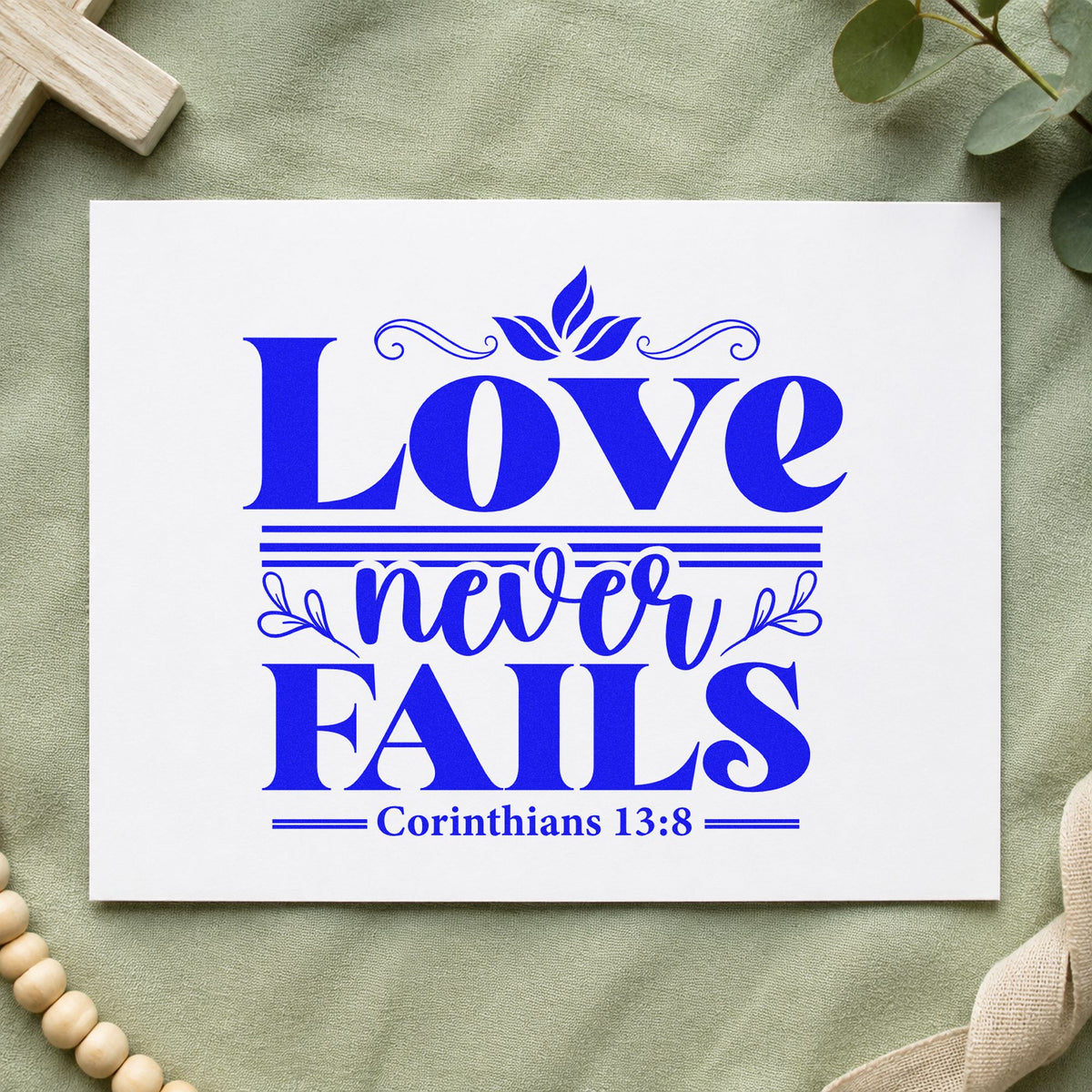 Love Never Fails Self-Inking Craft Stamp in use 6
